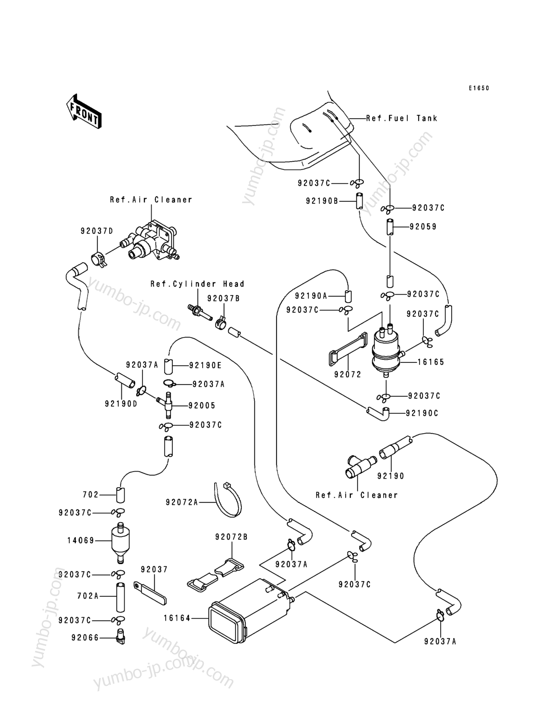 FUEL EVAPORATIVE SYSTEM для мотоциклов KAWASAKI NINJA ZX-9R (ZX900-B4) 1997 г.