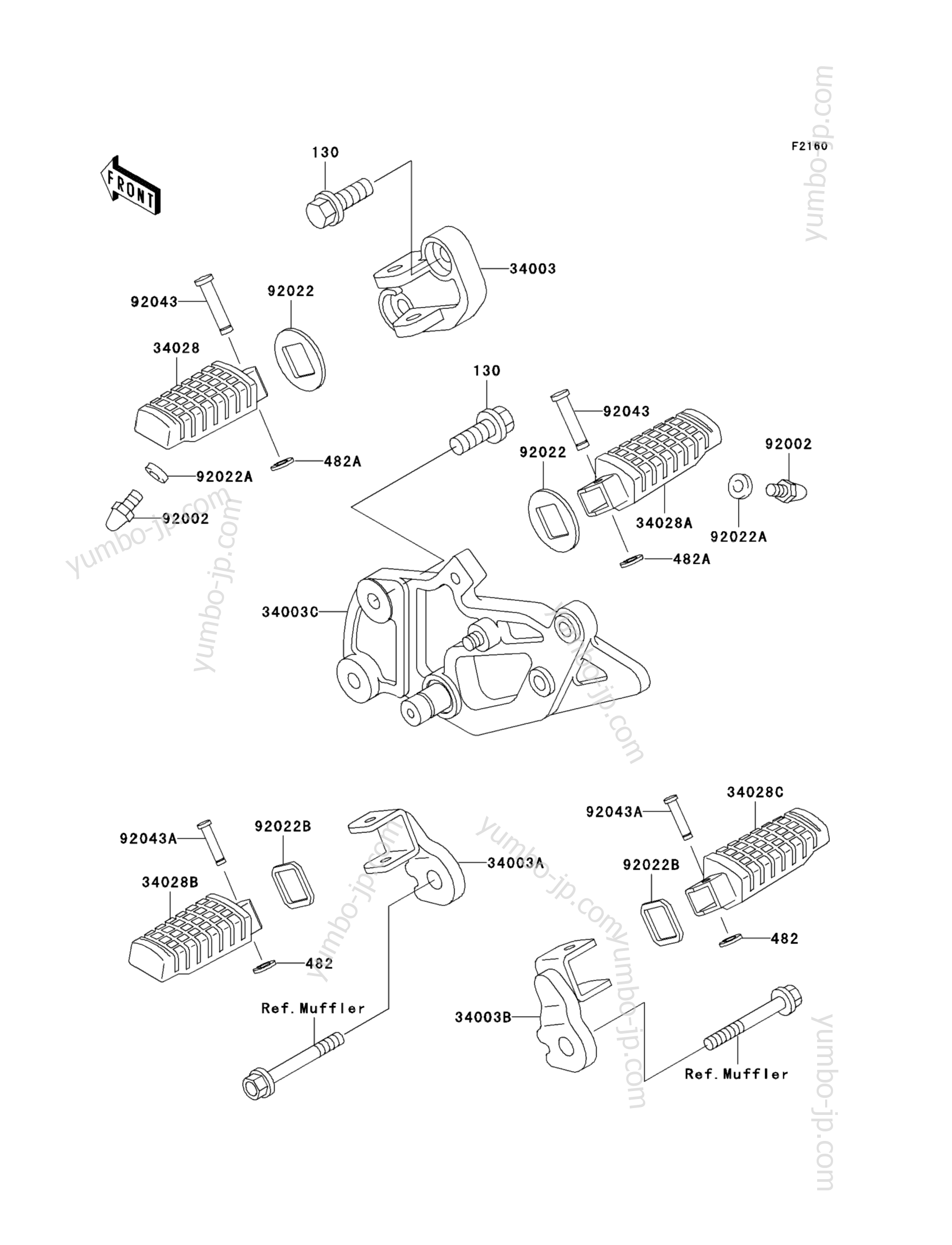 FOOTRESTS for motorcycles KAWASAKI NINJA 500 (EX500-D11) 2004 year