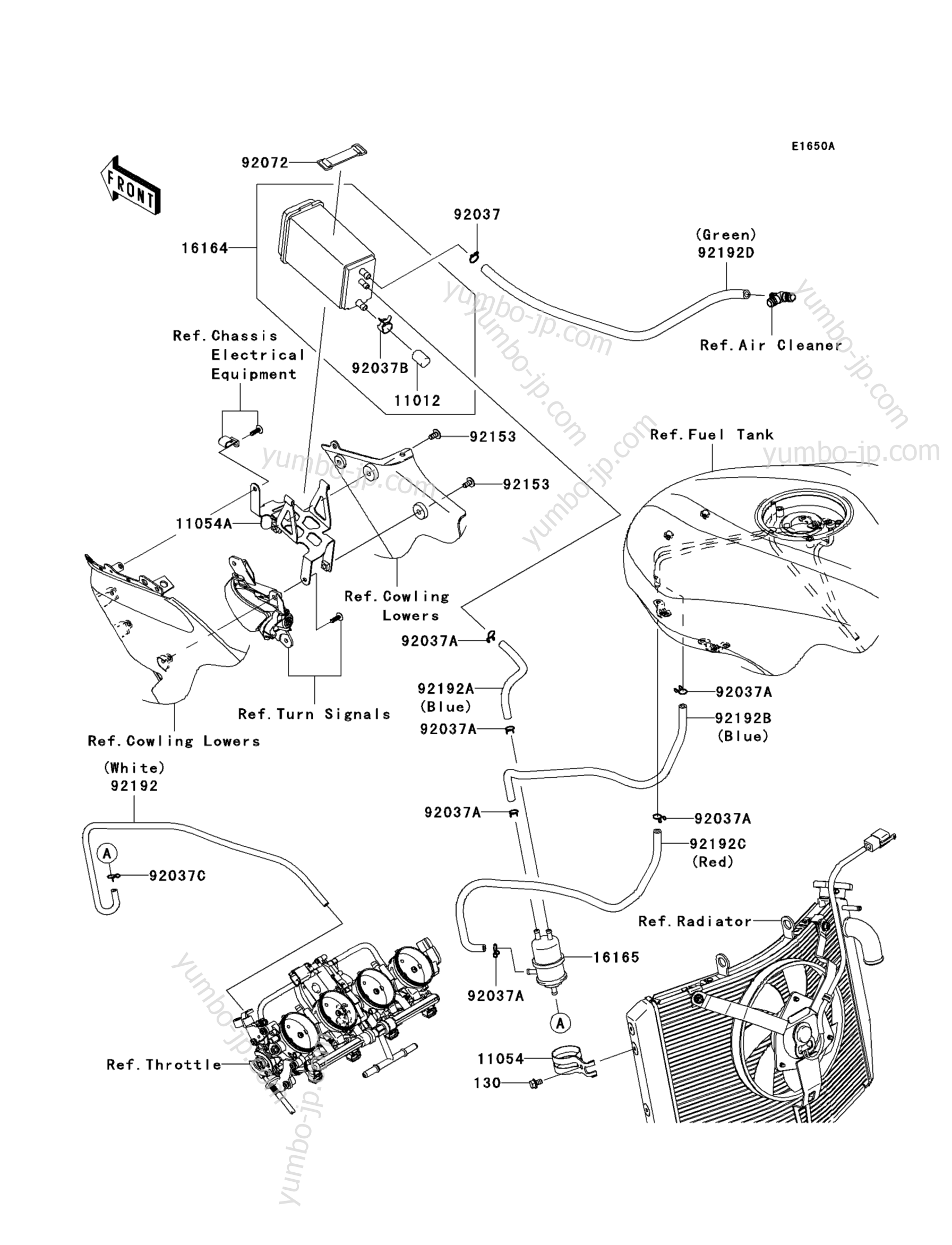 Fuel Evaporative System(P8F/P8FA)(CA) для мотоциклов KAWASAKI NINJA ZX-6R (ZX600P8F) 2008 г.