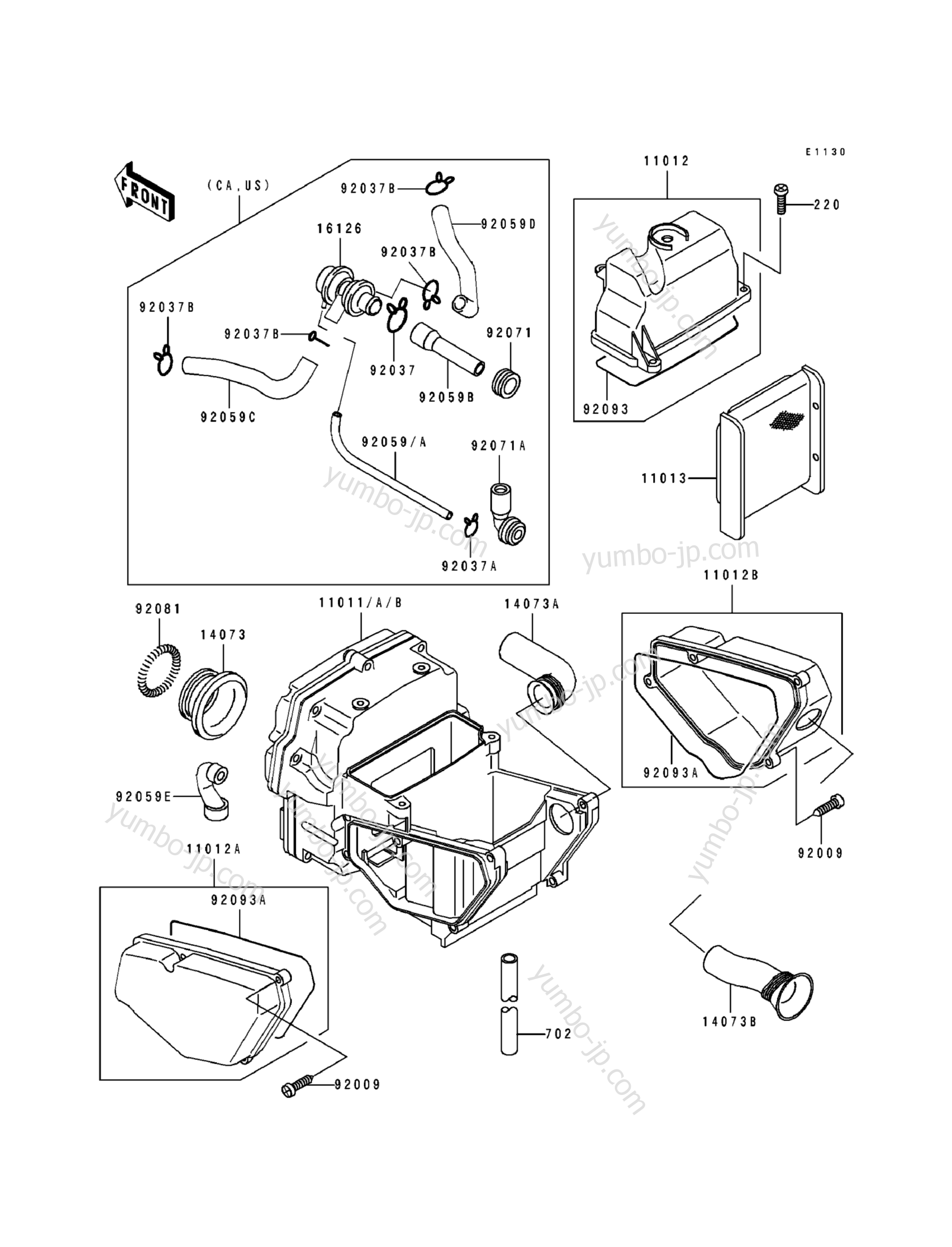 AIR CLEANER для мотоциклов KAWASAKI EX500 (EX500-A5) 1991 г.