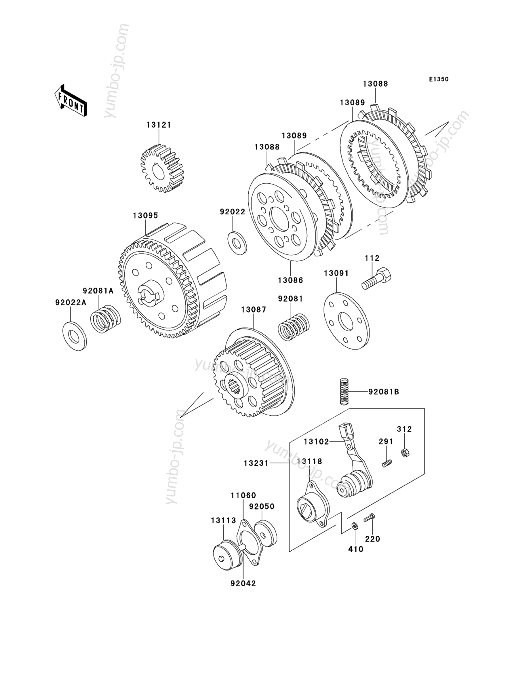 CLUTCH for motorcycles KAWASAKI KE100 (KE100-B20) 2001 year