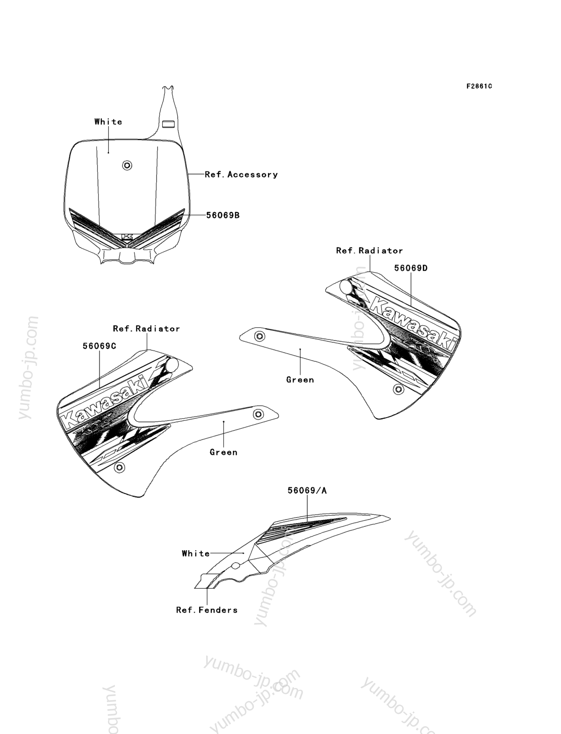 Decals(ADF) для мотоциклов KAWASAKI KX85 (KX85ADF) 2013 г.