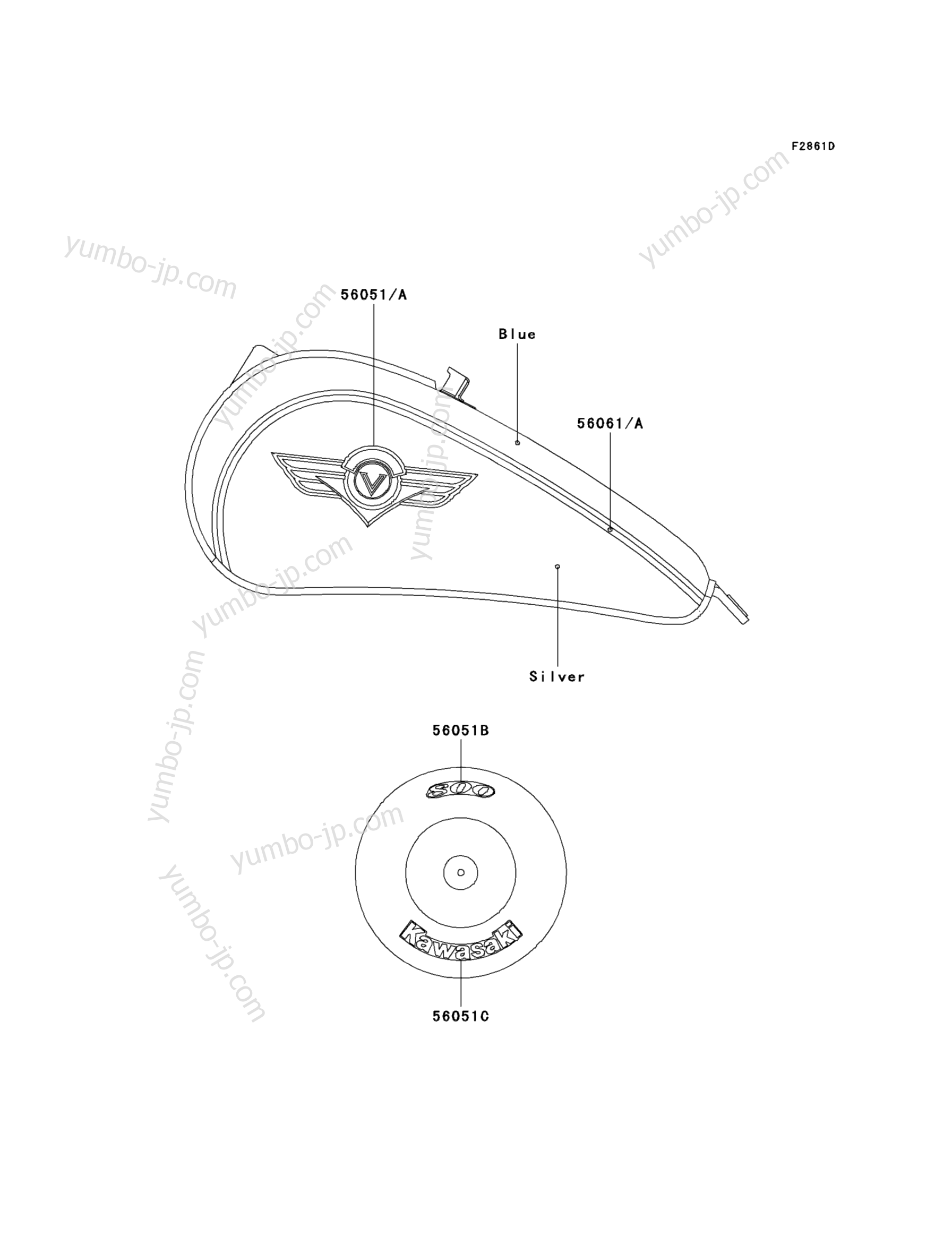 Decals(Blue/Silver)(VN800-B2) для мотоциклов KAWASAKI VULCAN 800 CLASSIC (VN800-B2) 1997 г.