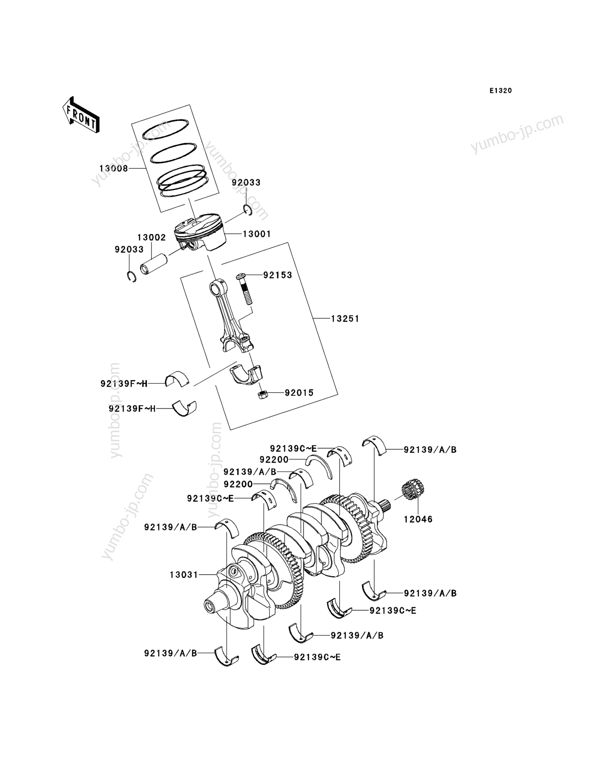 Crankshaft/Piston(s) для мотоциклов KAWASAKI NINJA ZX-10R ABS (ZX1000KEF) 2014 г.