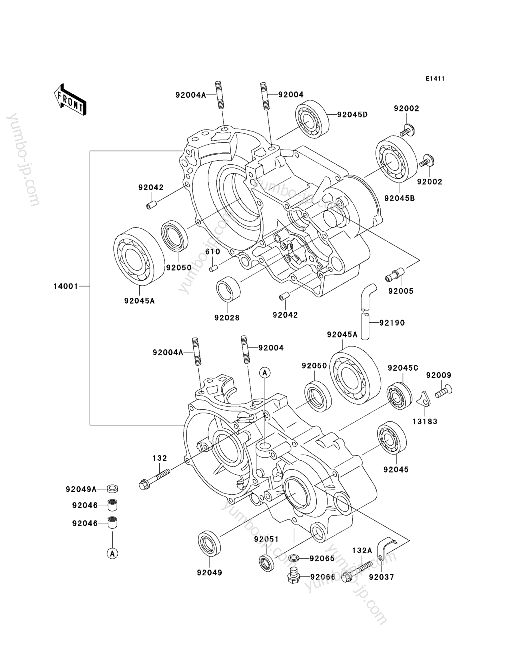 CRANKCASE for motorcycles KAWASAKI KX500 (KX500-E15) 2003 year