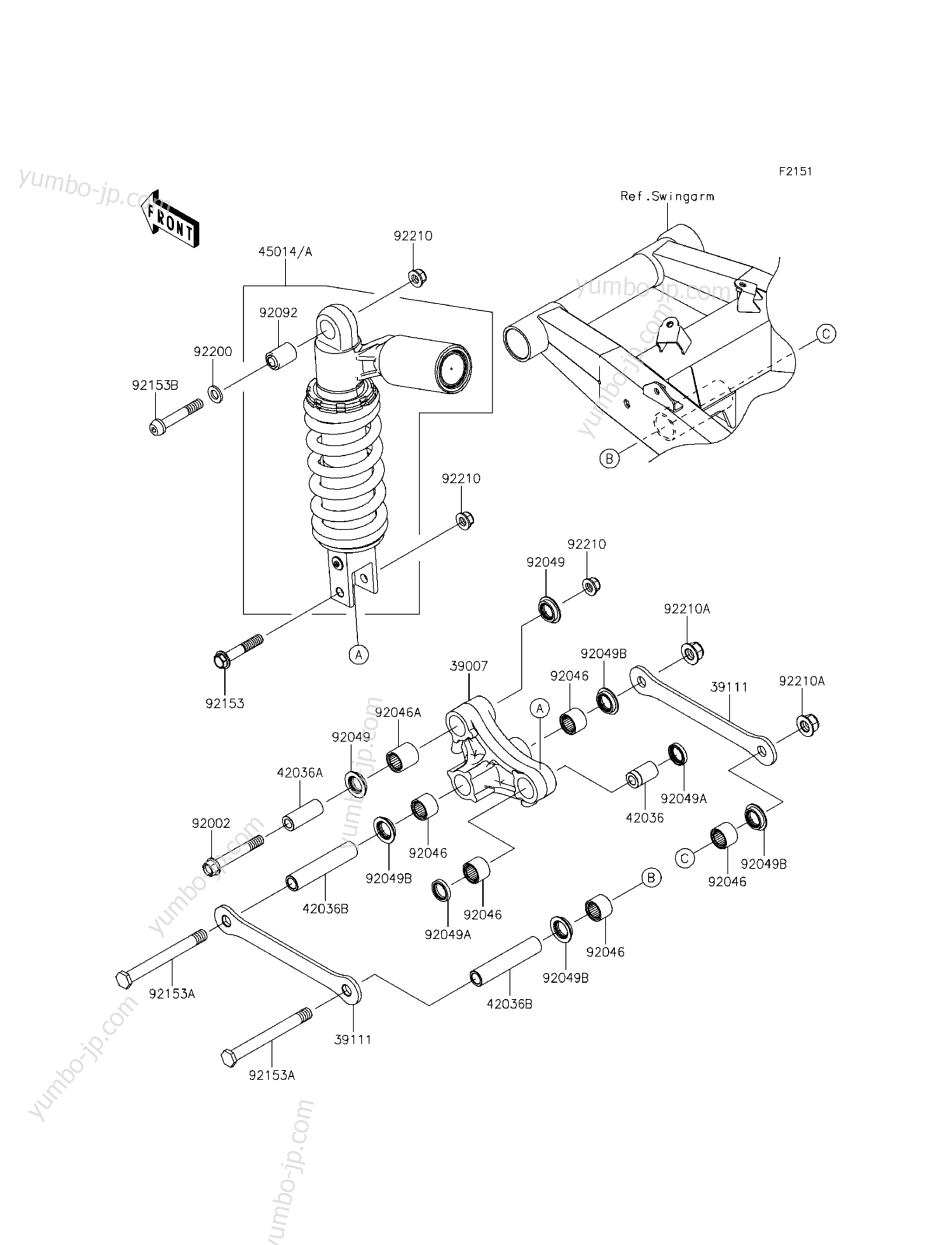 SUSPENSION/SHOCK ABSORBER for motorcycles KAWASAKI Z800 ABS (ZR800BGF) 2016 year