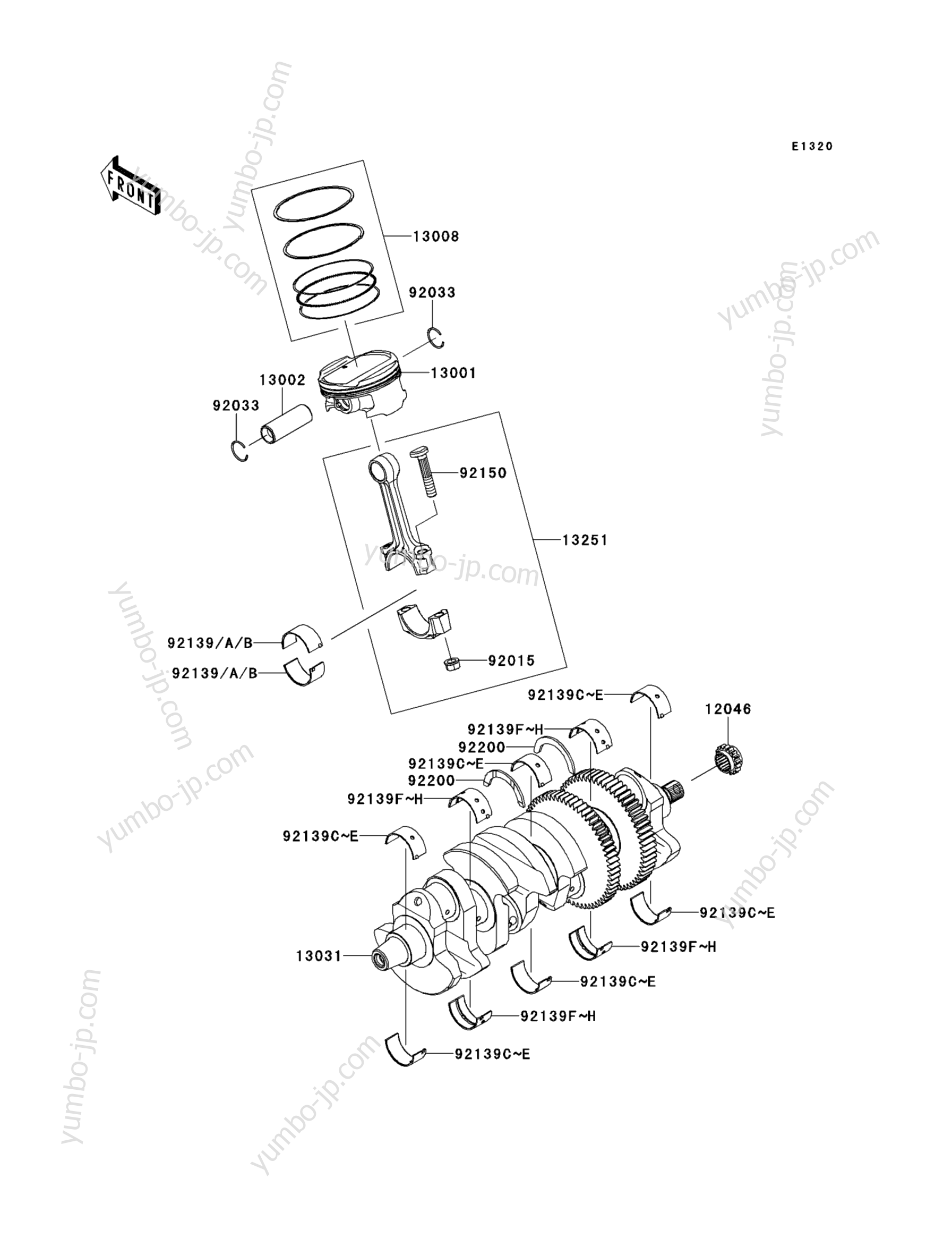 Crankshaft/Piston(s) для мотоциклов KAWASAKI CONCOURS 14 (ZG1400DAF) 2010 г.