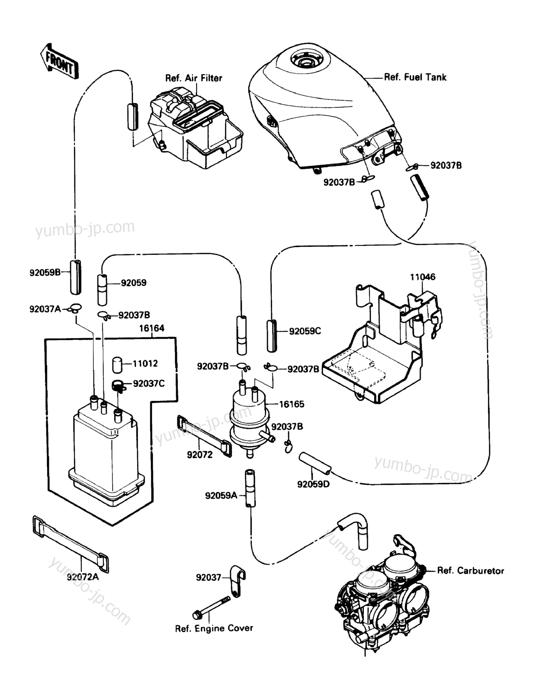 FUEL EVAPORATIVE SYSTEM for motorcycles KAWASAKI NINJA 250R (EX250-F3) 1989 year