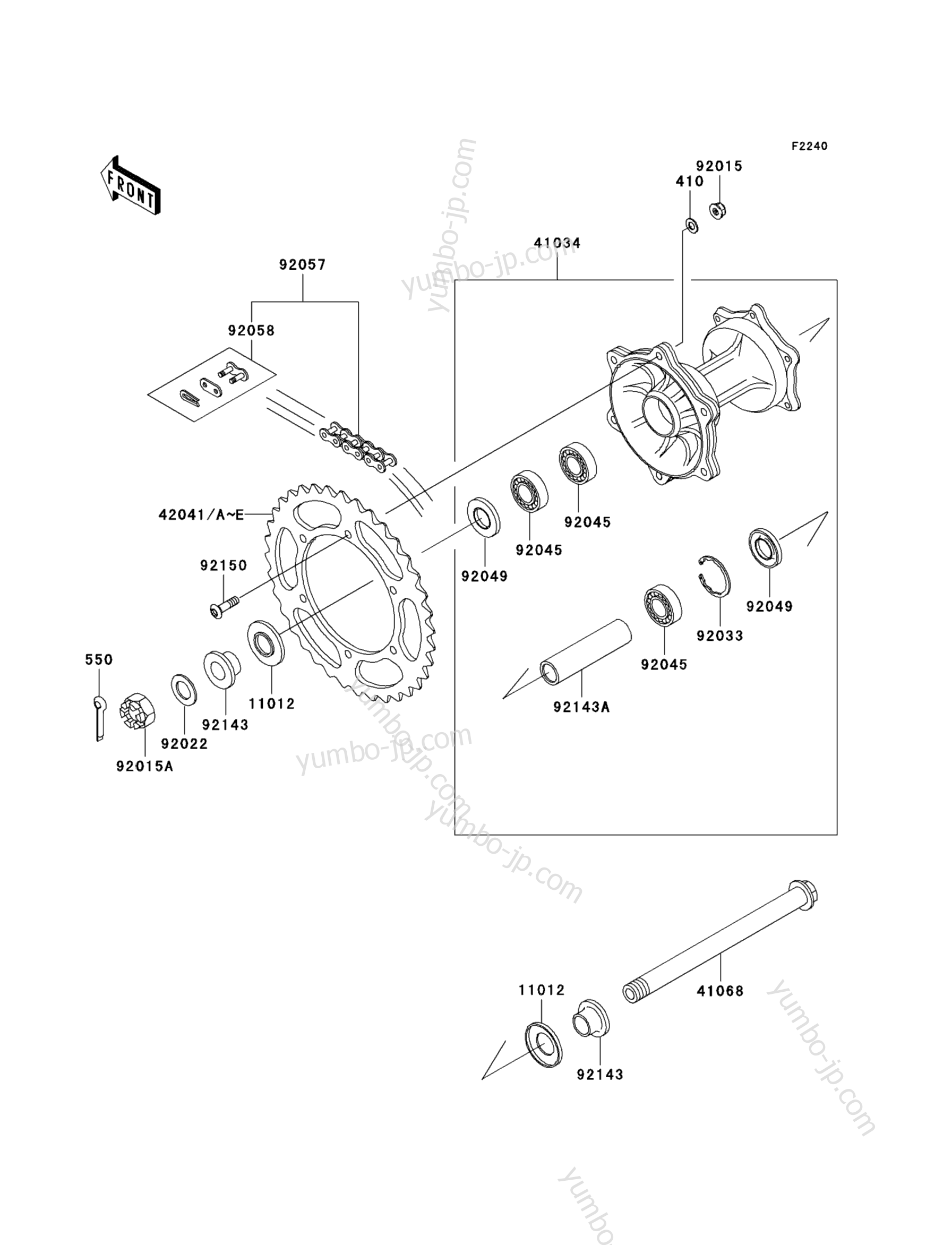 REAR HUB for motorcycles KAWASAKI KX500 (KX500-E15) 2003 year