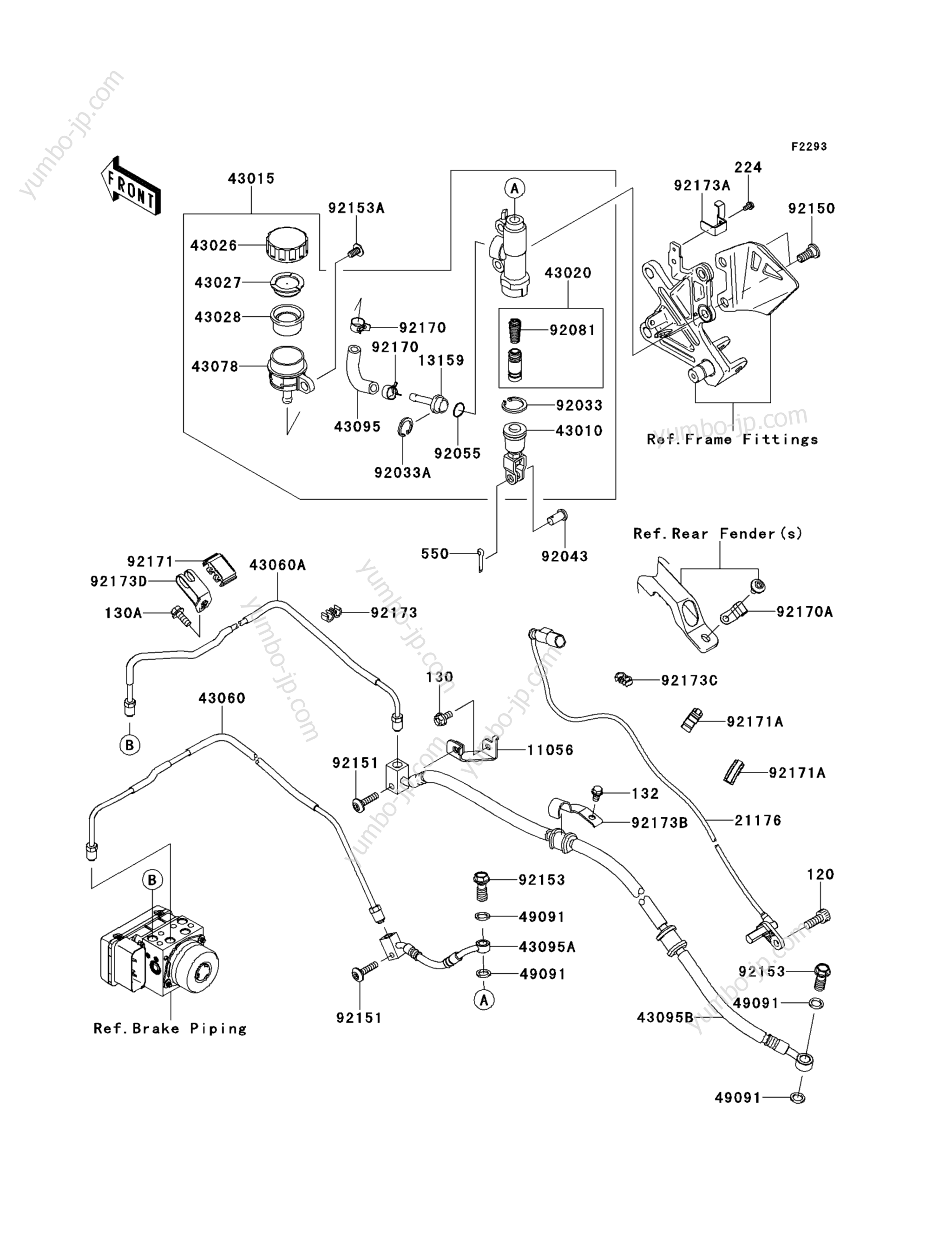 REAR MASTER CYLINDER для мотоциклов KAWASAKI NINJA ZX-10R ABS (ZX1000KEF) 2014 г.
