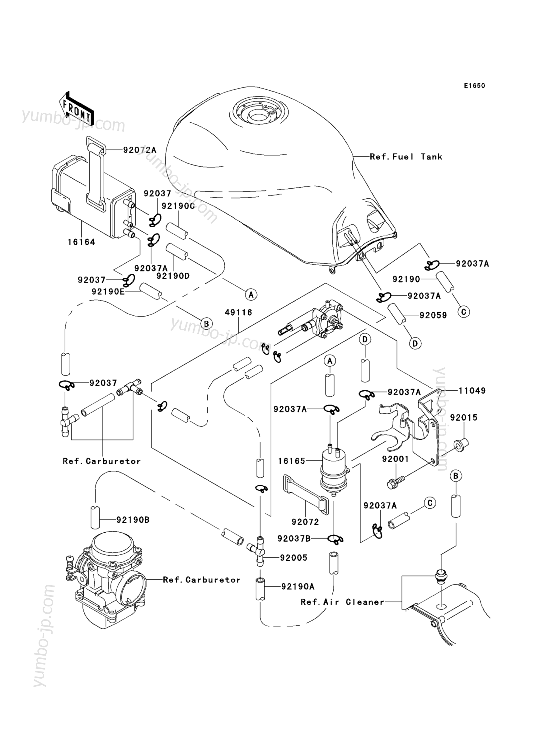 FUEL EVAPORATIVE SYSTEM for motorcycles KAWASAKI GPZ1100 (ZX1100-E1) 1995 year