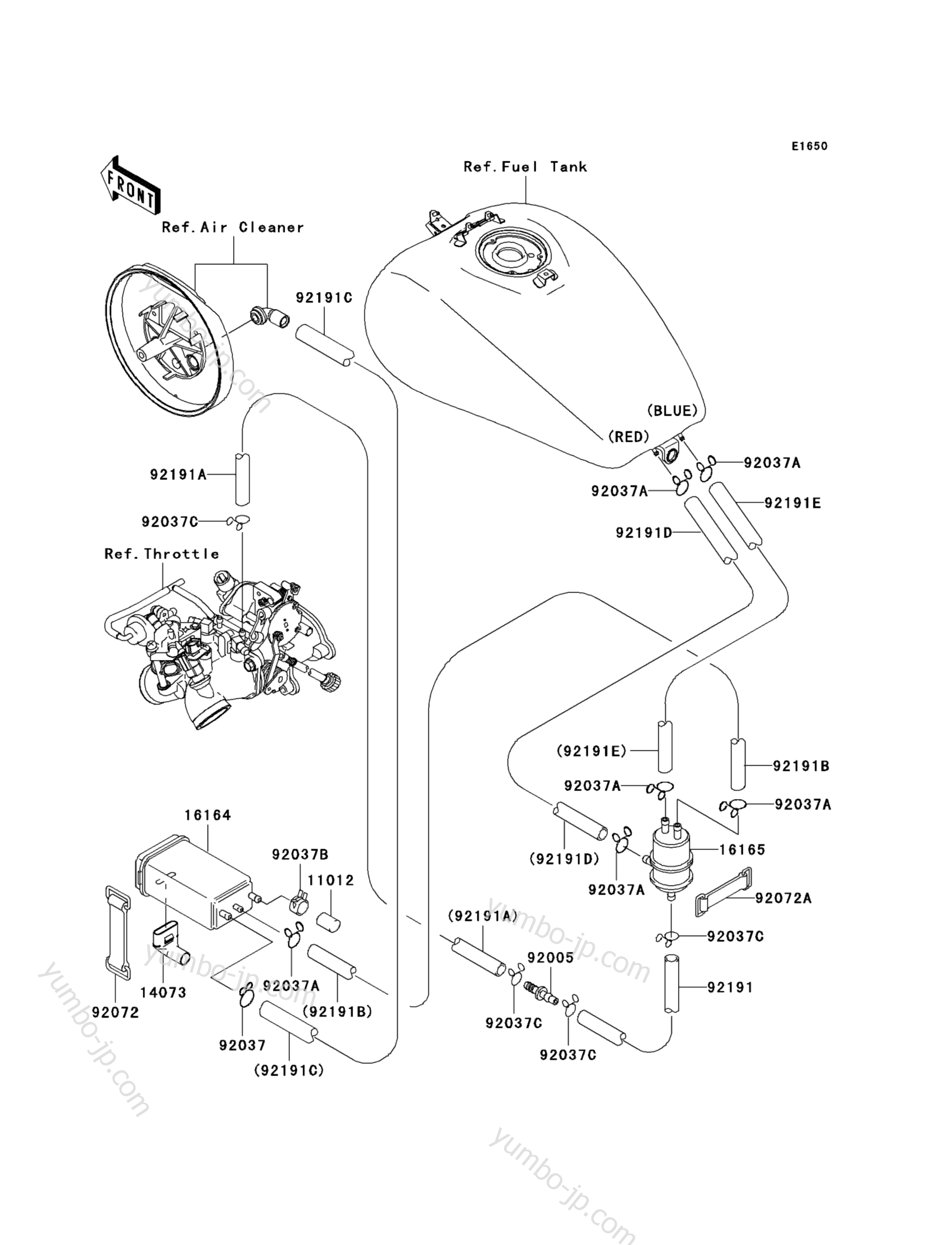 Fuel Evaporative System(CA) для мотоциклов KAWASAKI VULCAN 1500 MEAN STREAK (VN1500-P1) 2002 г.