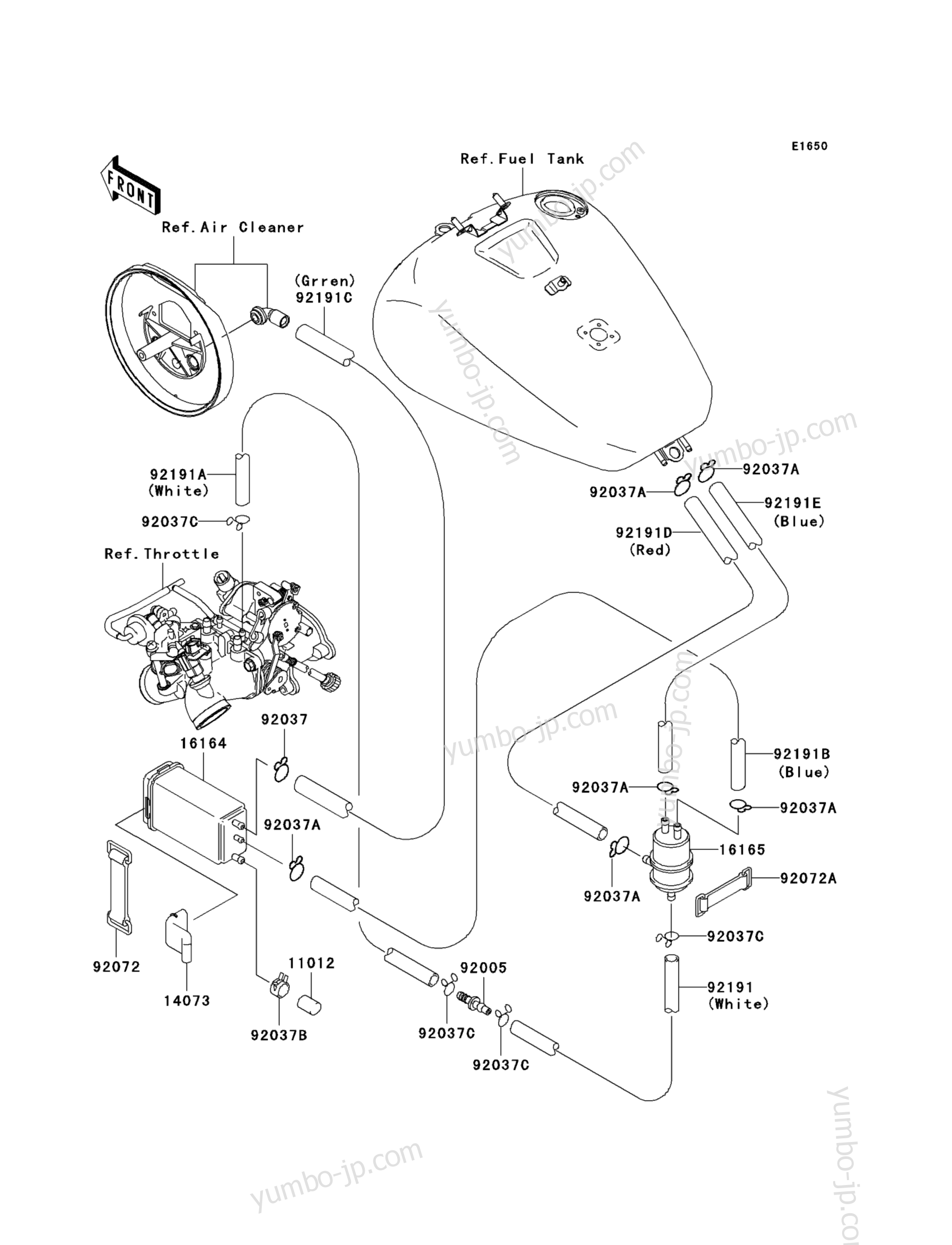 Fuel Evaporative System(CA) для мотоциклов KAWASAKI VULCAN 1500 CLASSIC (VN1500-N4) 2005 г.