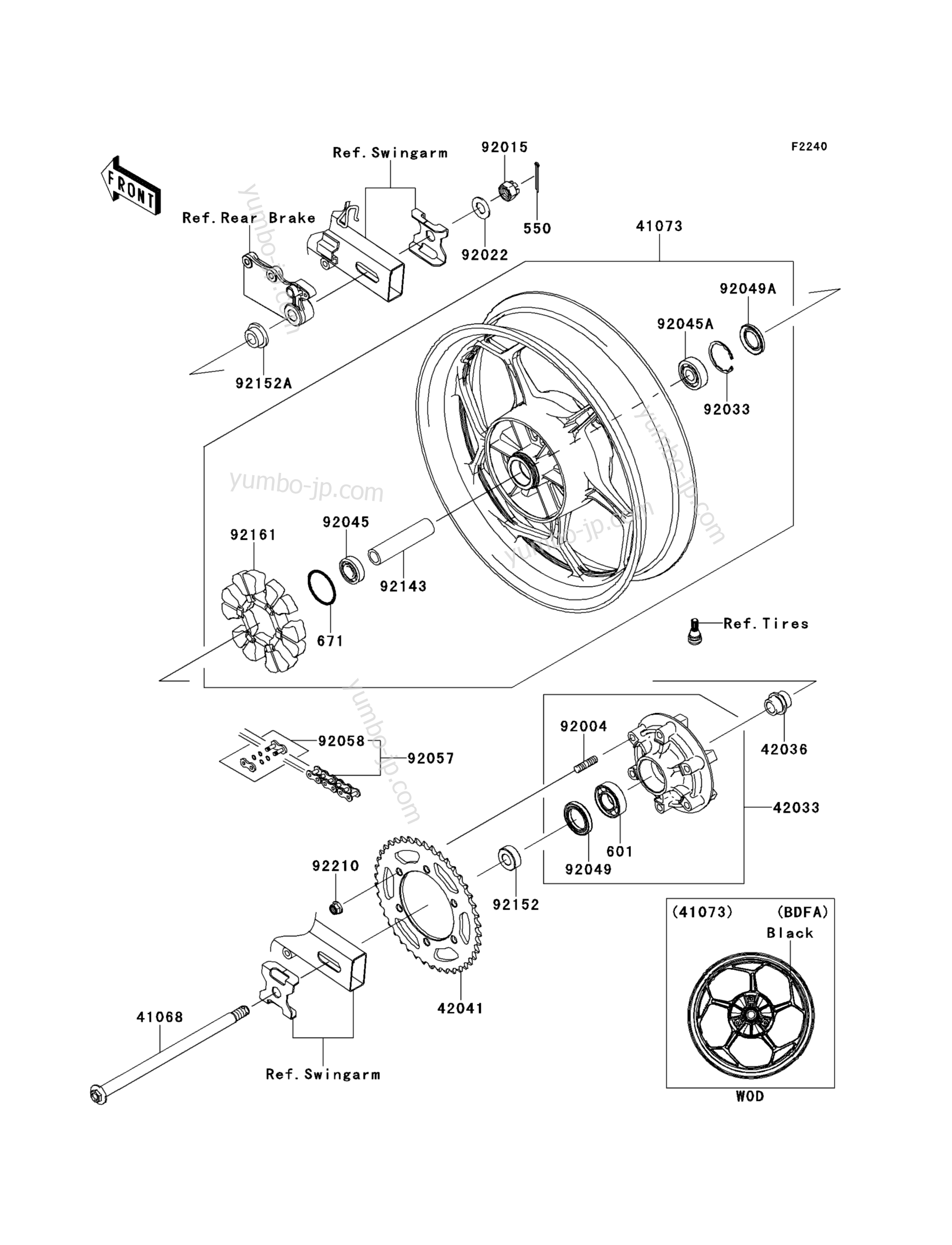 Rear Wheel/Chain(BDF&sim;BEF) для мотоциклов KAWASAKI NINJA 300 ABS (EX300BEF) 2014 г.