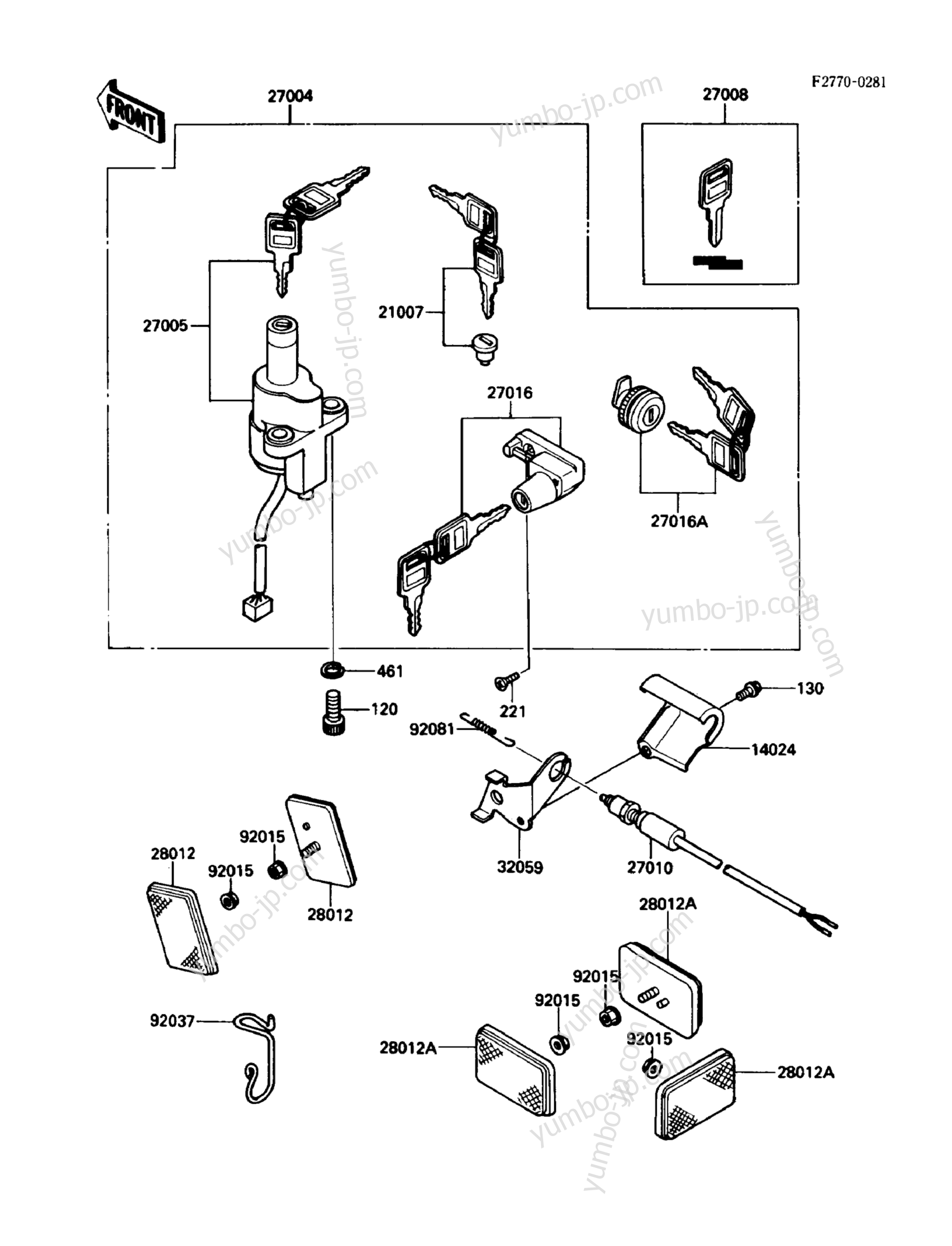 Ignition Switch/Locks/Reflectors for motorcycles KAWASAKI 454LTD (EN450-A5) 1989 year