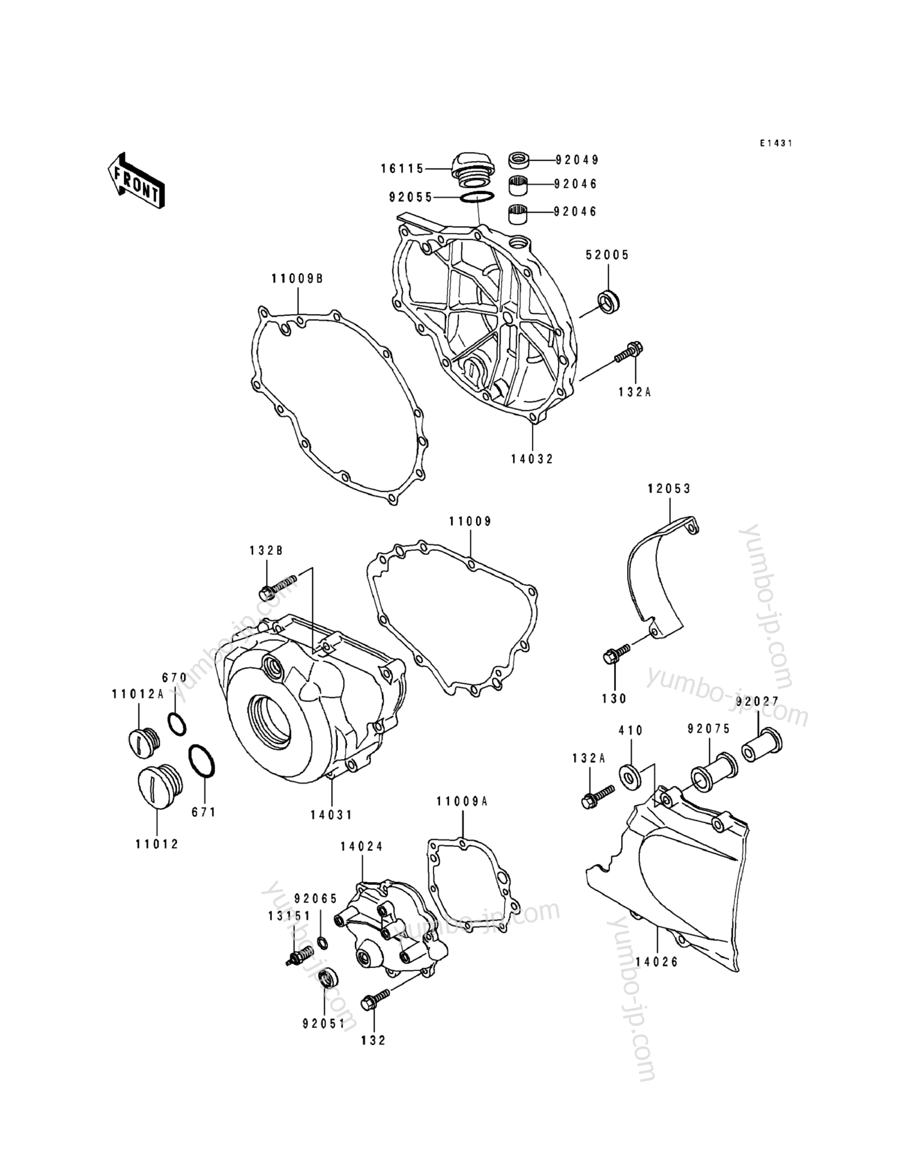 Engine Covers for motorcycles KAWASAKI EX500 (EX500-A4) 1990 year