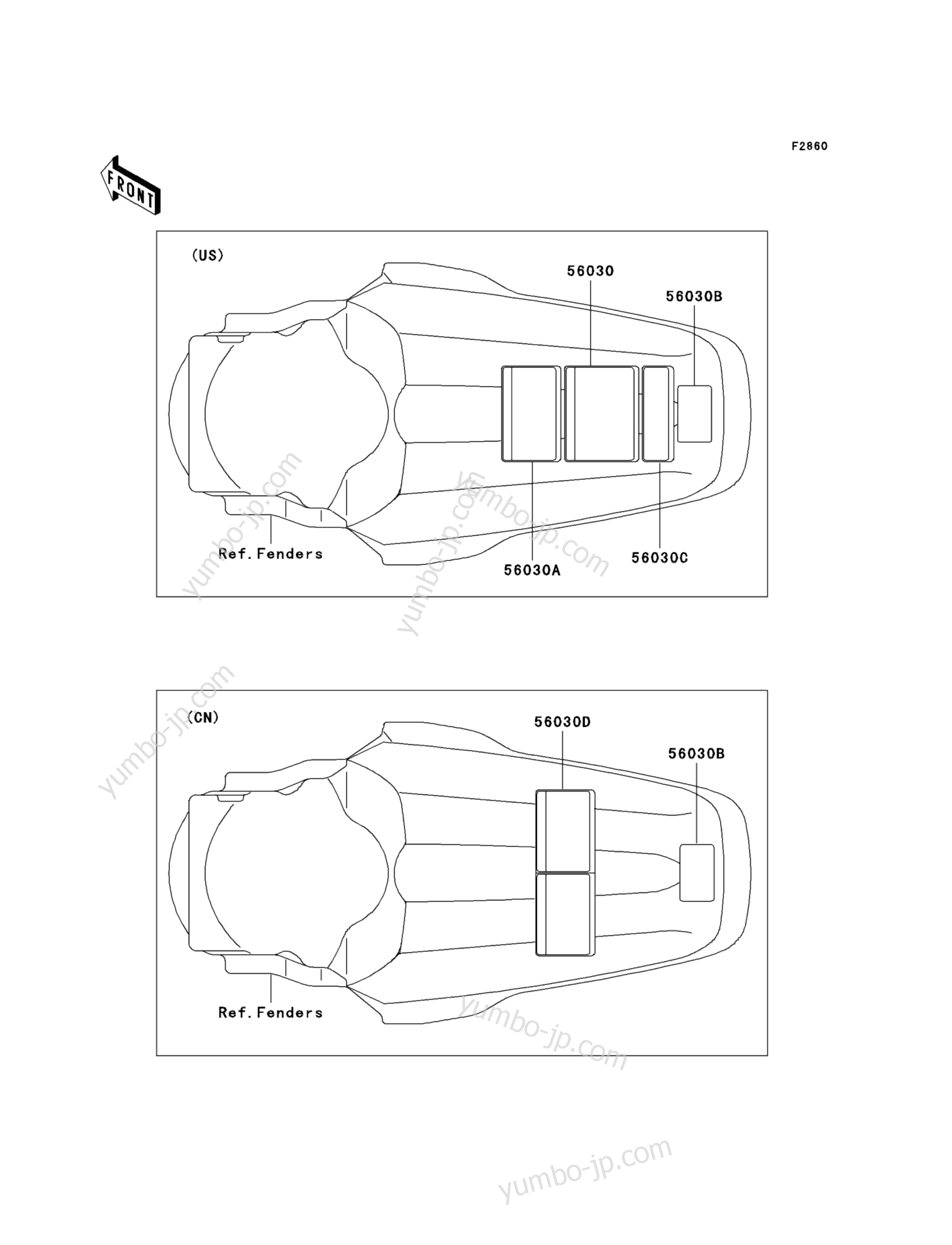 Labels(D6F/D7F) для мотоциклов KAWASAKI KX100 (KX100D6F) 2006 г.