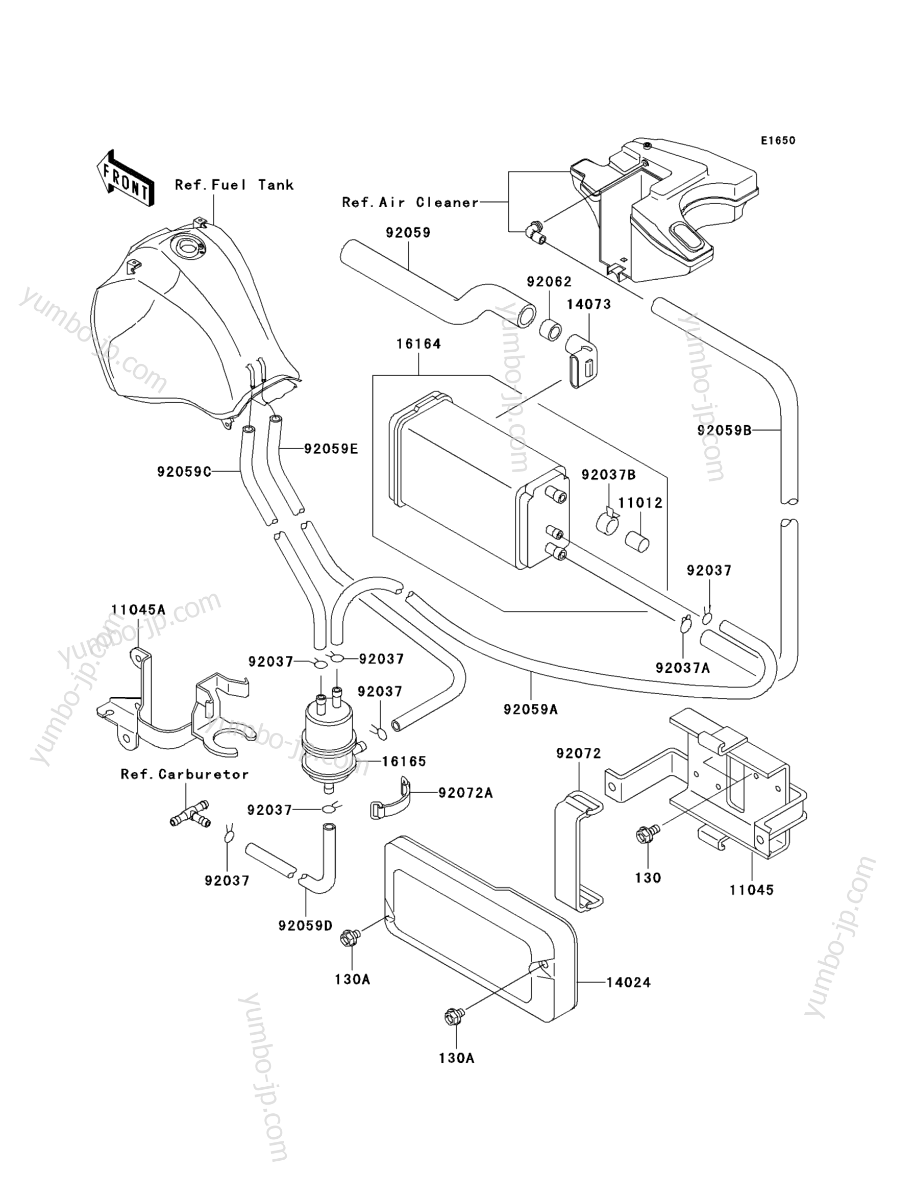 Fuel Evaporative System(CA) for motorcycles KAWASAKI KLR650 (KL650A7F) 2007 year