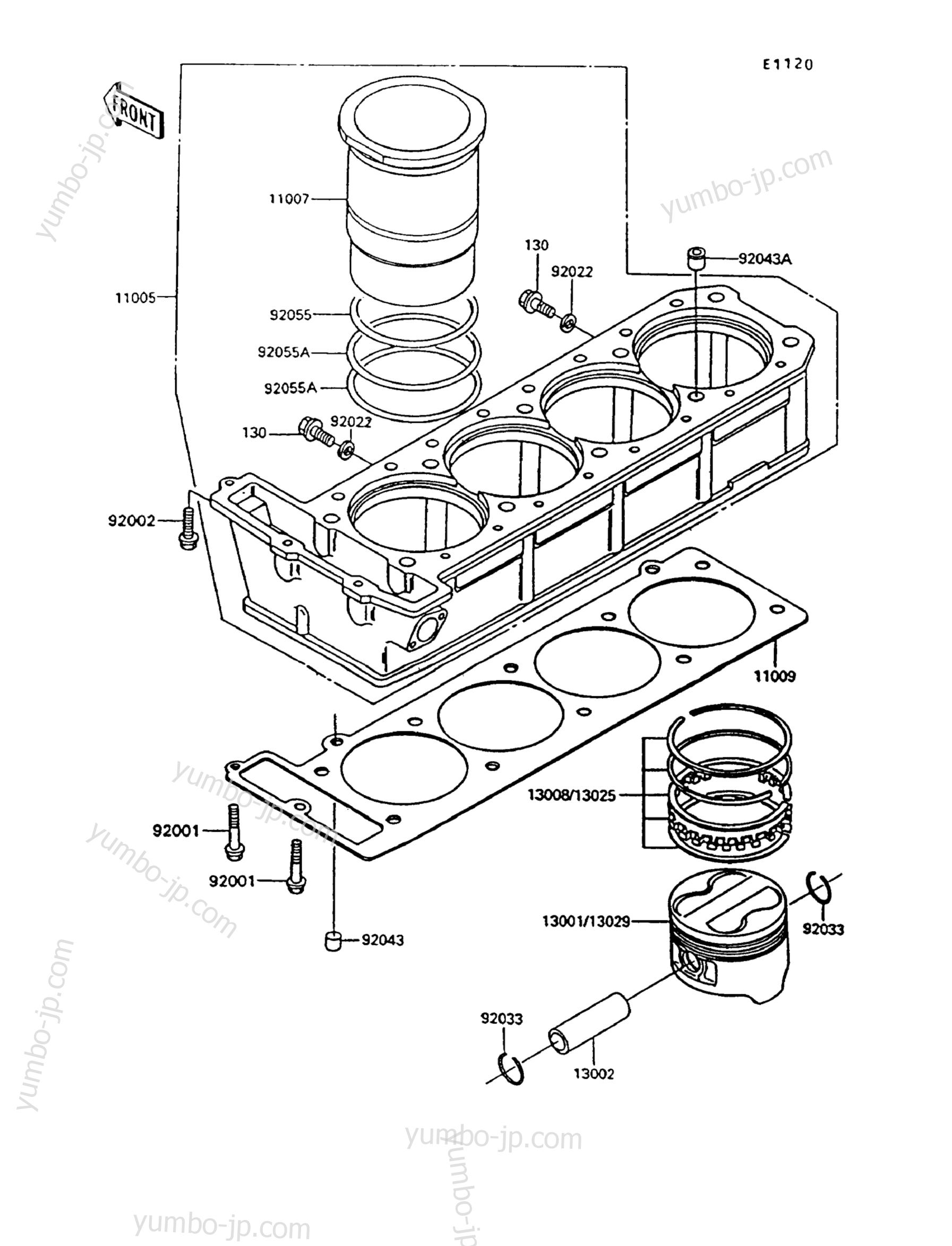 Cylinder/Piston(s) для мотоциклов KAWASAKI CONCOURS (ZG1000-A8) 1993 г.