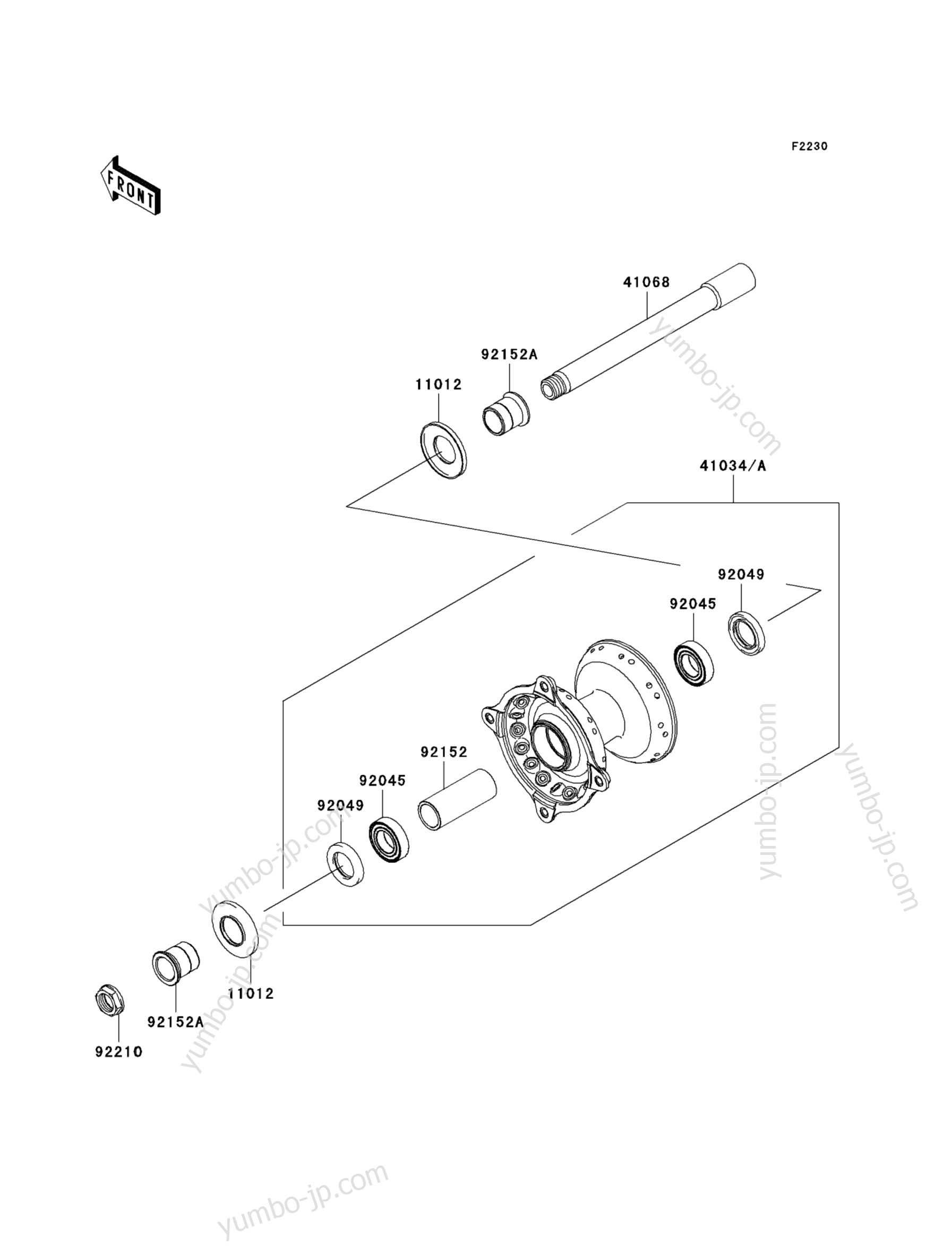 FRONT HUB for motorcycles KAWASAKI KX250F (KX250W9F) 2009 year