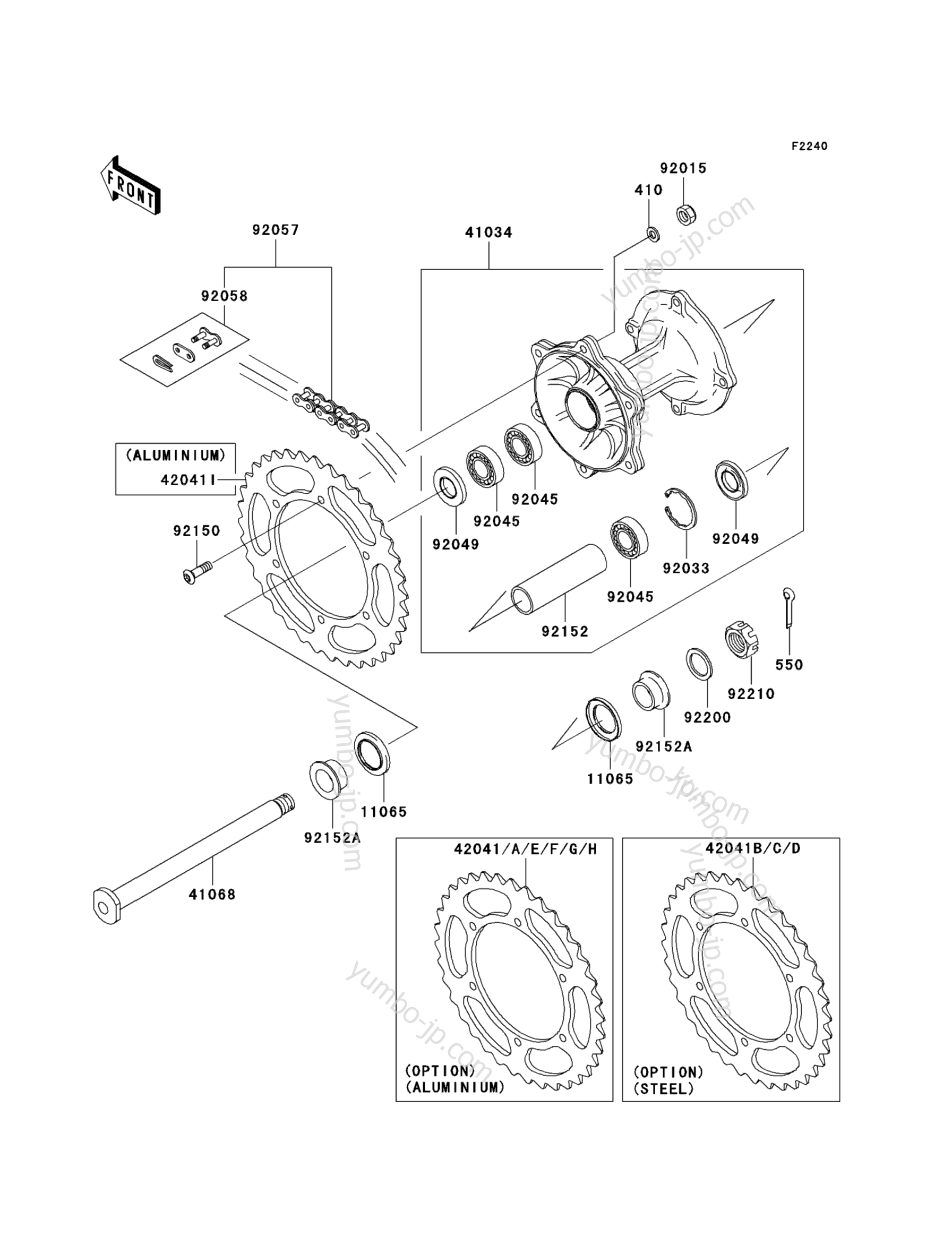 REAR HUB for motorcycles KAWASAKI KX125 (KX125-M1) 2003 year