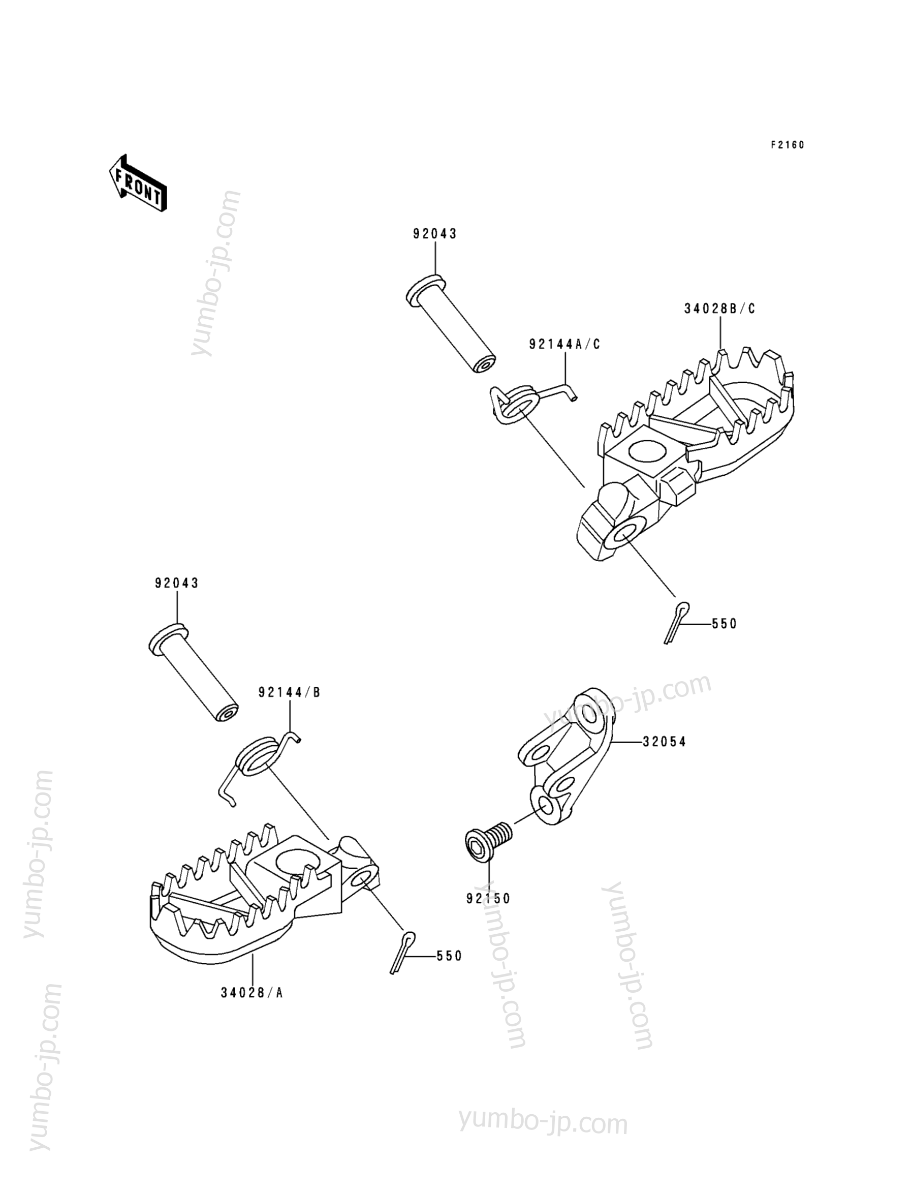 FOOTRESTS for motorcycles KAWASAKI KX500 (KX500-E5) 1993 year