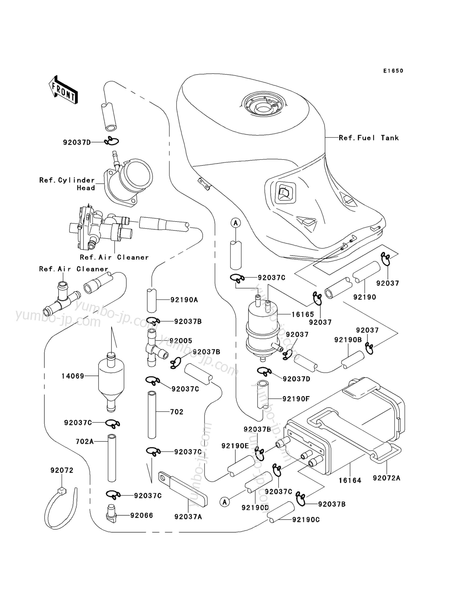 FUEL EVAPORATIVE SYSTEM для мотоциклов KAWASAKI NINJA ZX-11 (ZX1100-D9) 2001 г.