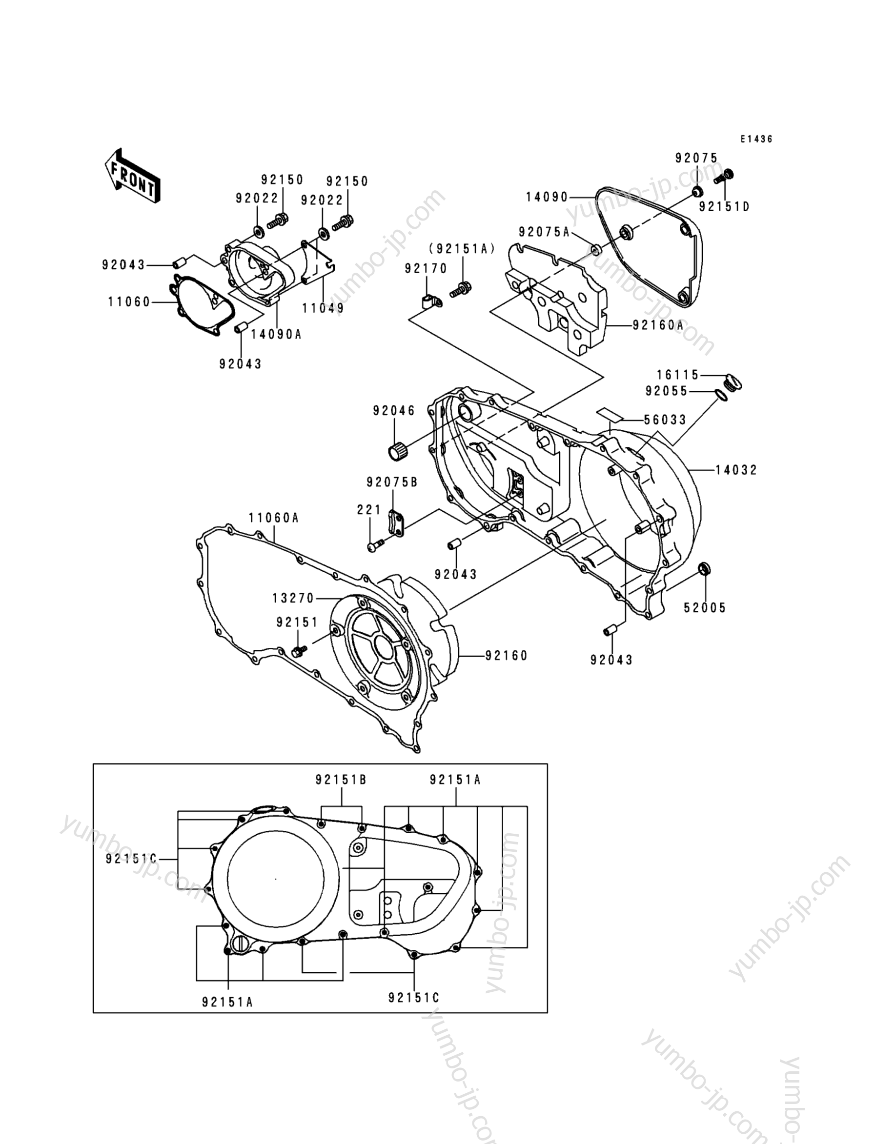 Right Engine Cover(s) для мотоциклов KAWASAKI VULCAN 1500 NOMAD FI (VN1500-L1) 2000 г.