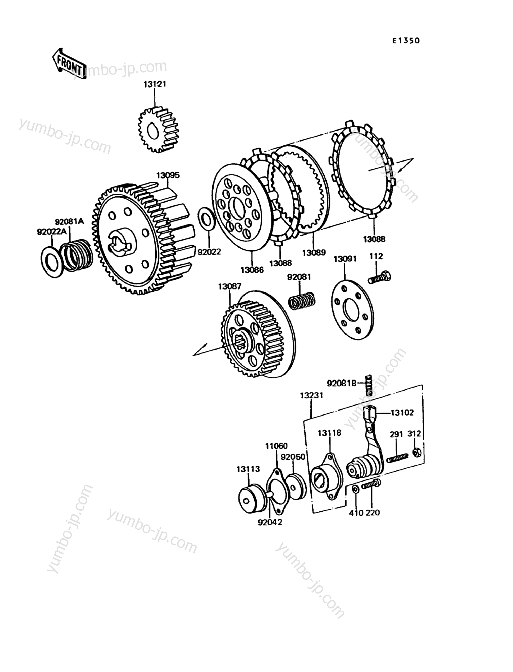 Устройство сцепления для мотоциклов KAWASAKI KE100 (KE100-B15) 1996 г.