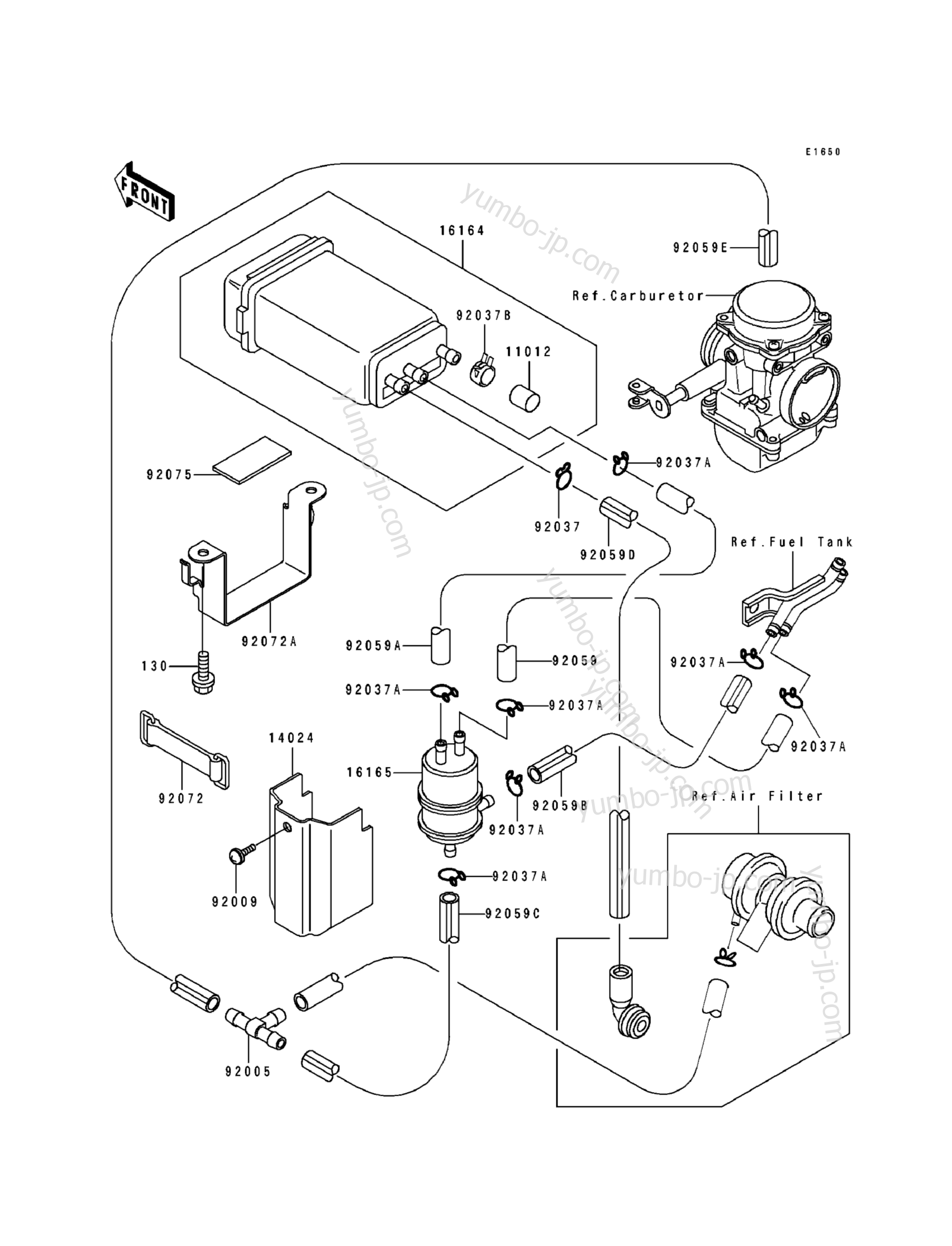 FUEL EVAPORATIVE SYSTEM for motorcycles KAWASAKI EX500 (EX500-A6) 1992 year