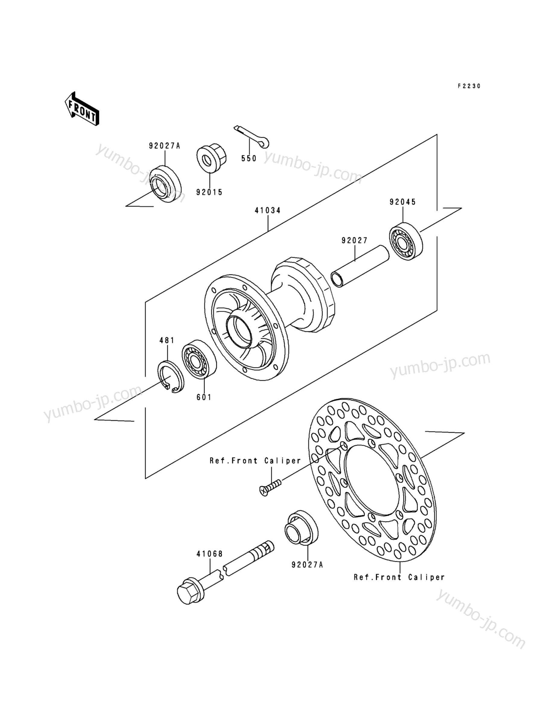 FRONT HUB for motorcycles KAWASAKI KX80 (KX80-R7) 1997 year