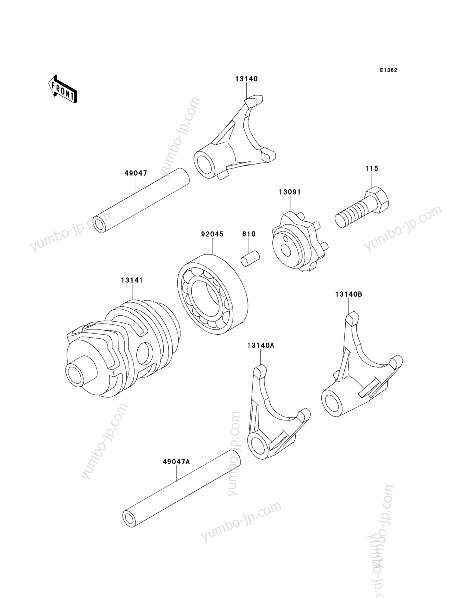Gear Change Drum/Shift Fork(s) для мотоциклов KAWASAKI KX85 (KX85ADF) 2013 г.