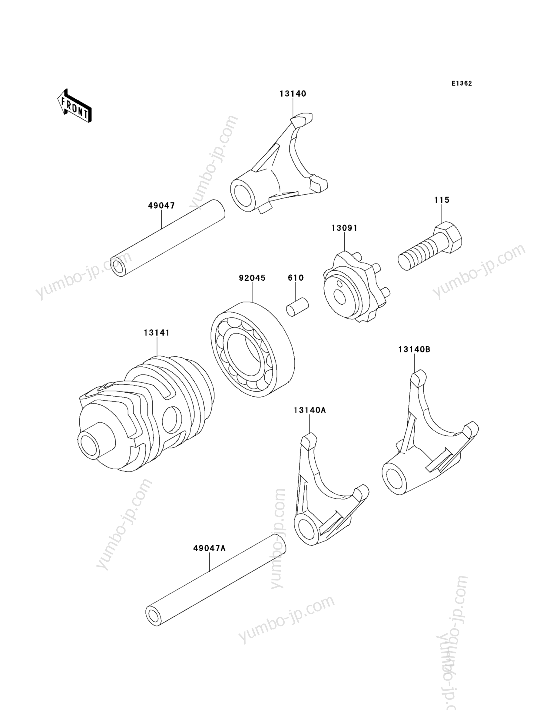 Gear Change Drum/Shift Fork(s) for motorcycles KAWASAKI KX85 (KX85AAF) 2010 year