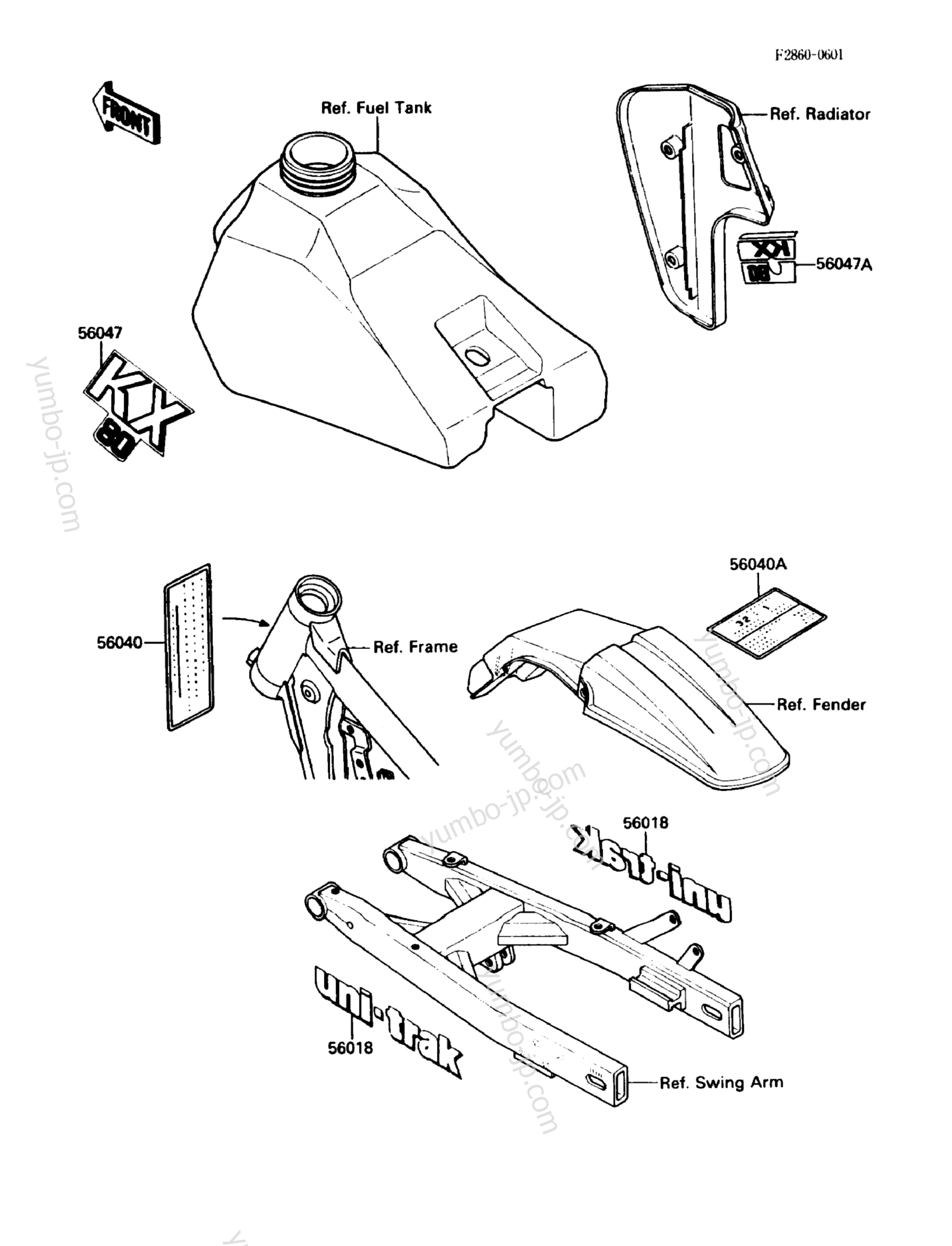 LABELS for motorcycles KAWASAKI KX80 (KX80-N1) 1988 year