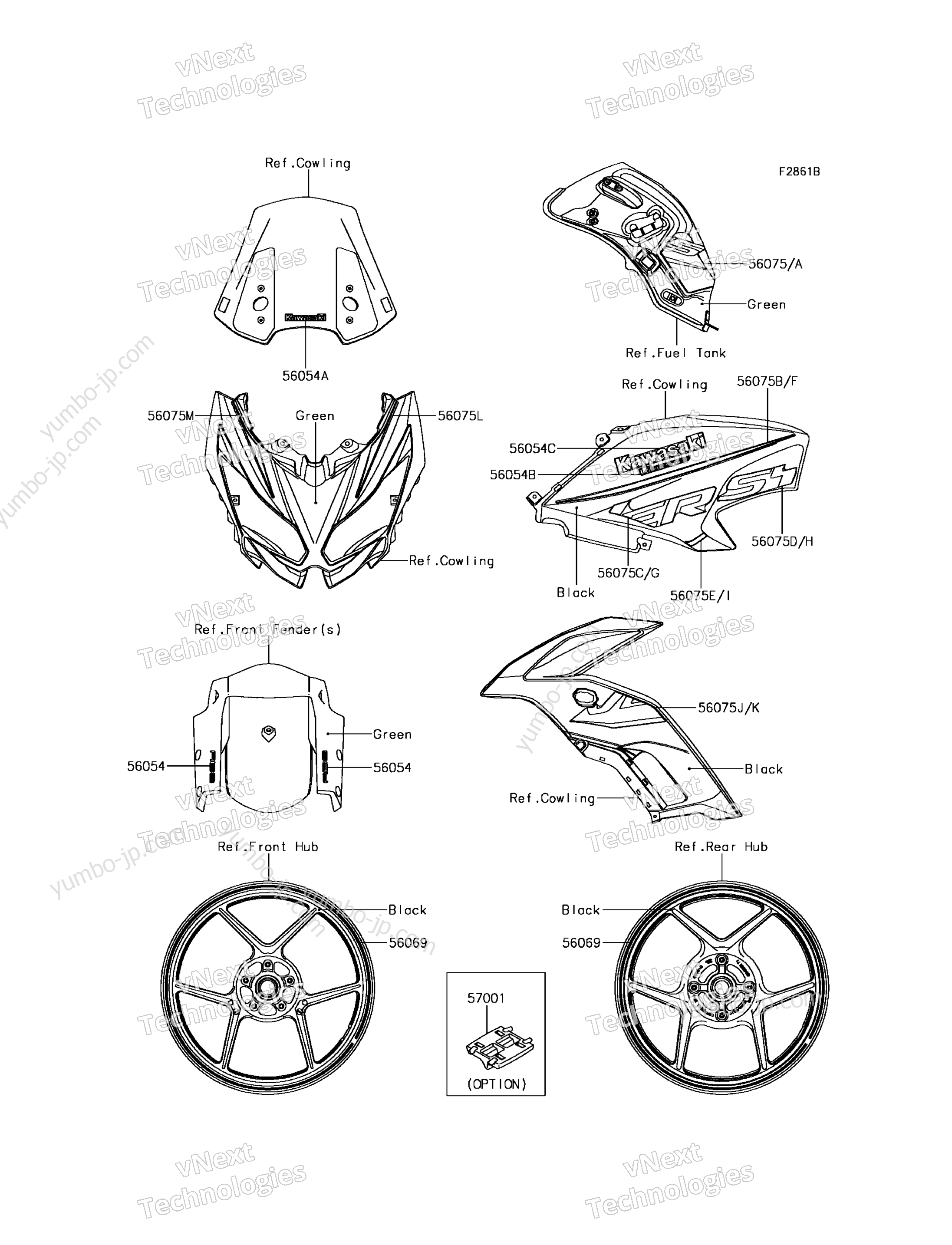 Decals(Green)(FHFA) for motorcycles KAWASAKI VERSYS 650 ABS (KLE650FHFA) 2017 year