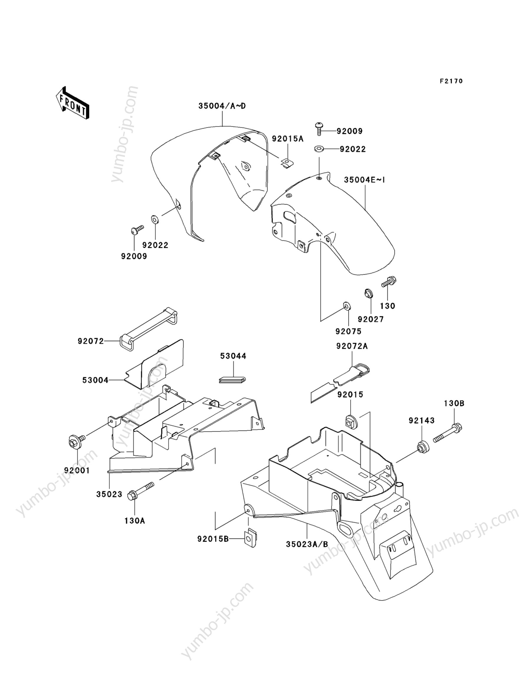 Fenders for motorcycles KAWASAKI NINJA ZX-7R (ZX750-P3) 1998 year