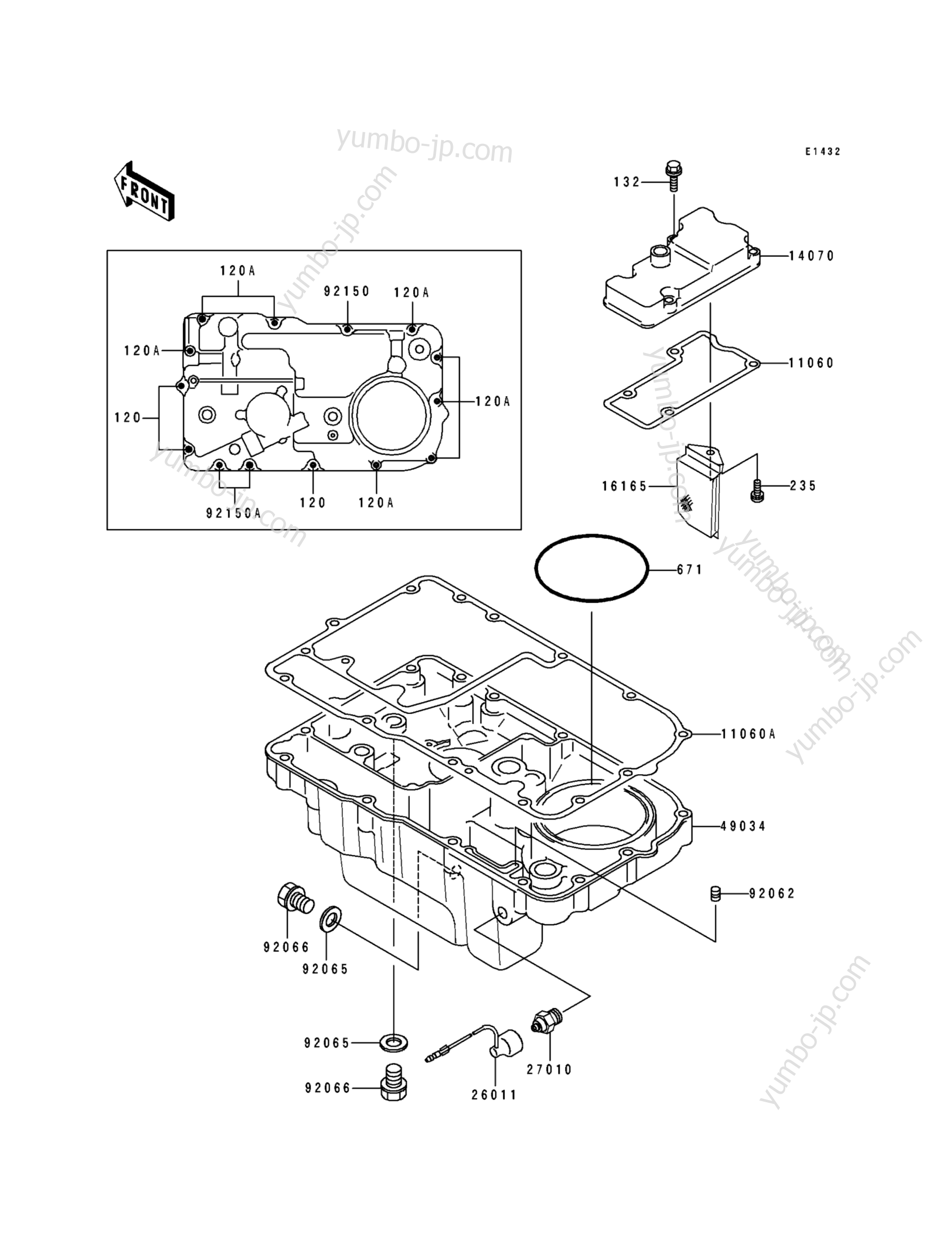 Breather Cover/Oil Pan for motorcycles KAWASAKI ZR1100 (ZR1100-A1) 1992 year