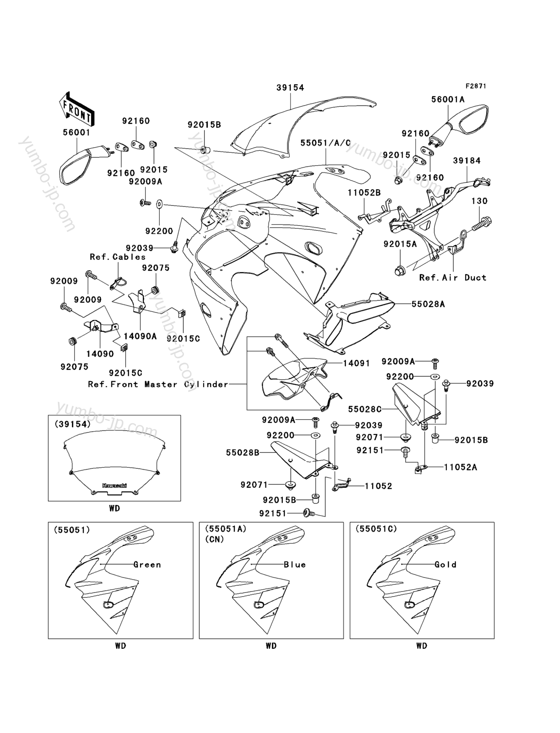 Cowling(ZX900-F1) для мотоциклов KAWASAKI NINJA ZX-9R (ZX900-F1) 2002 г.