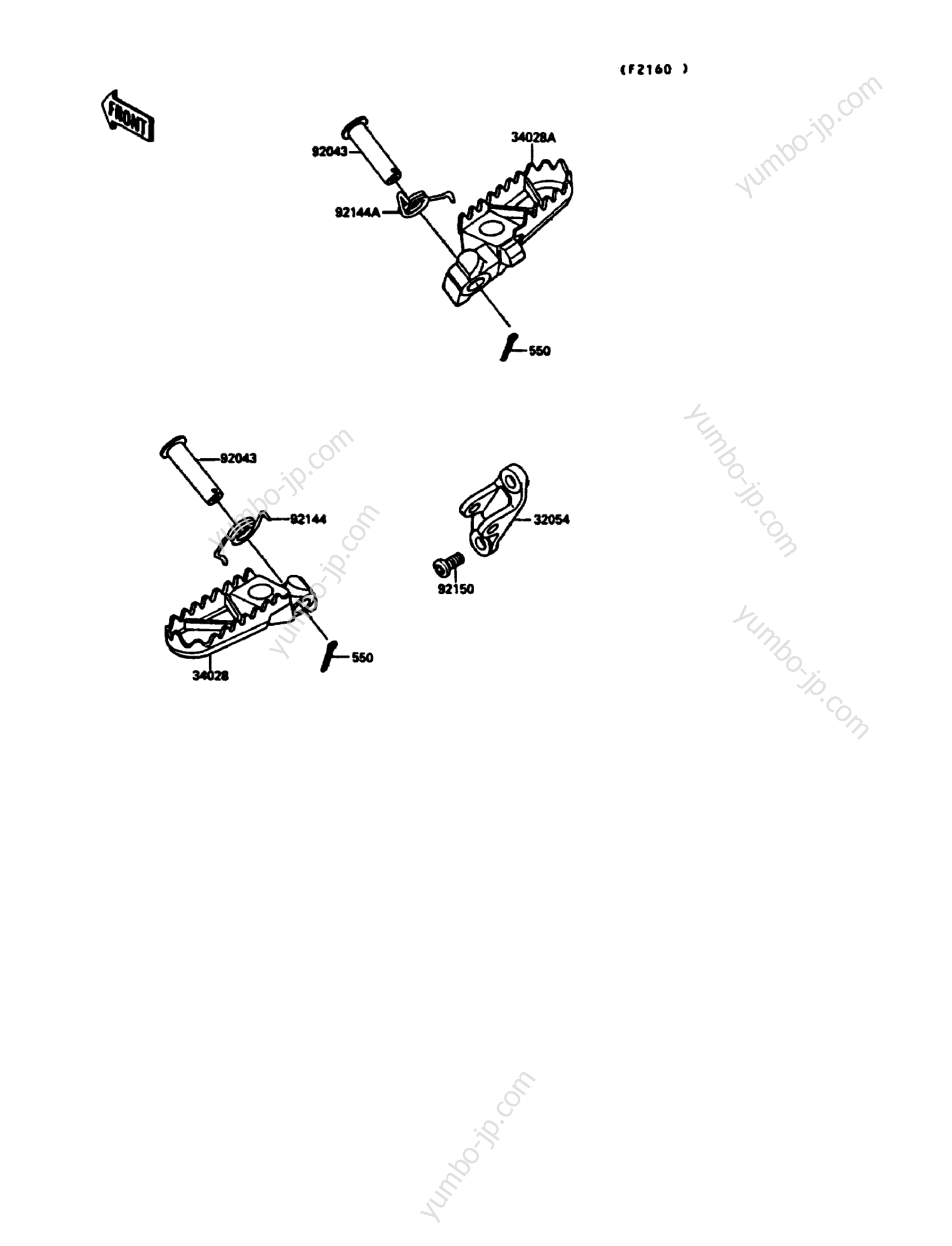 FOOTRESTS for motorcycles KAWASAKI KX125 (KX125-G1) 1989 year