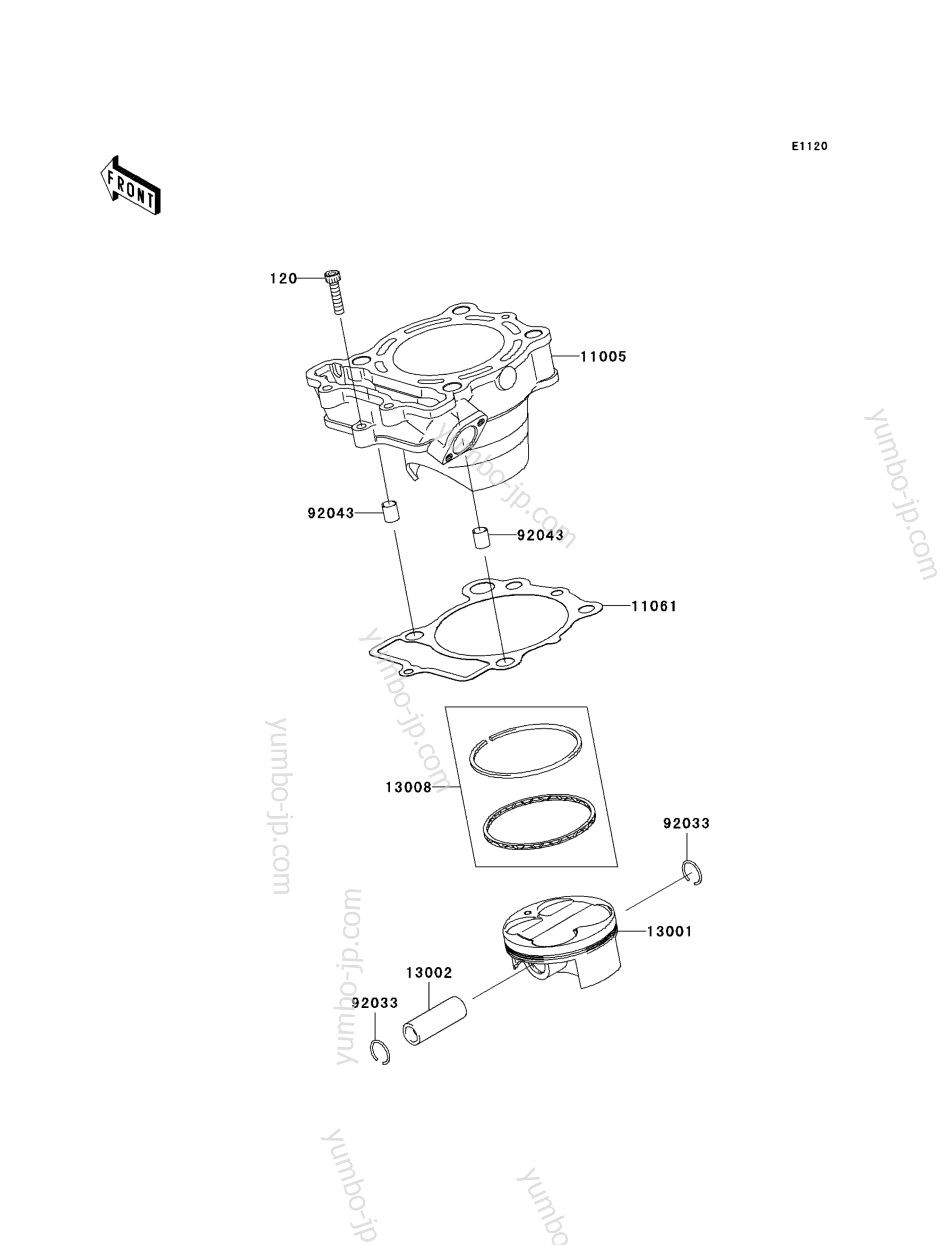 Cylinder/Piston(s) для мотоциклов KAWASAKI KX250F (KX250W9FA) 2009 г.