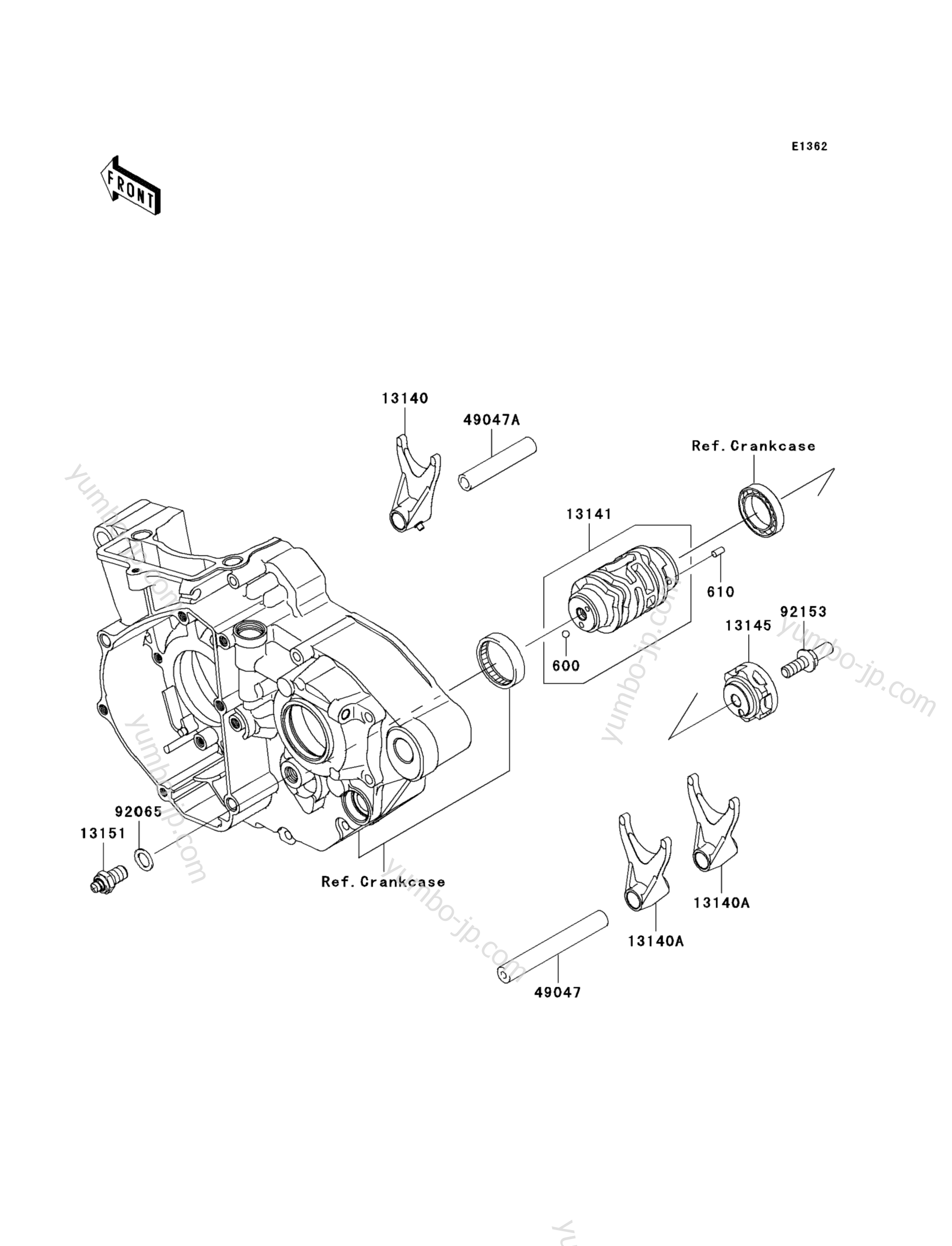 Gear Change Drum/Shift Fork(s) для мотоциклов KAWASAKI KX250F (KX250W9FA) 2009 г.