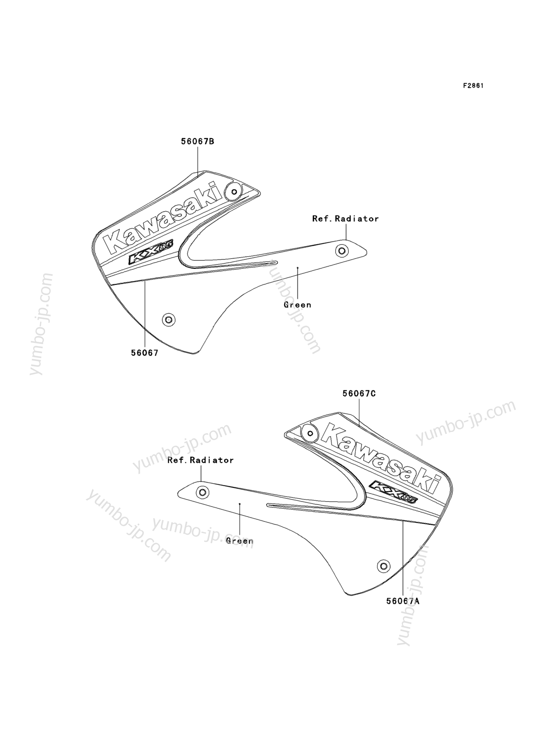 Decals(Green)(A6F) для мотоциклов KAWASAKI KX85 (KX85A6F) 2006 г.