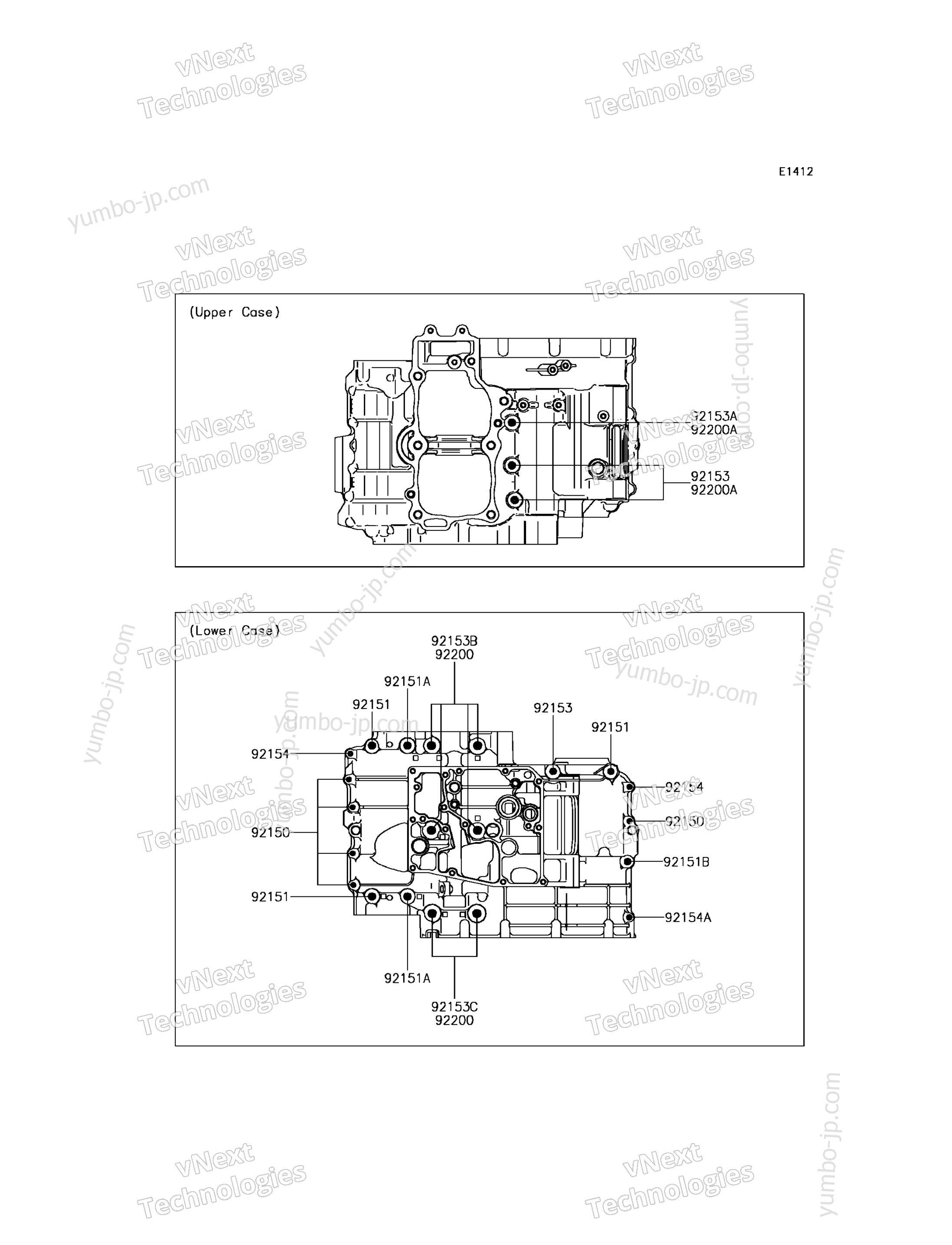 CRANKCASE BOLT PATTERN for motorcycles KAWASAKI VERSYS 650 ABS (KLE650FHFA) 2017 year