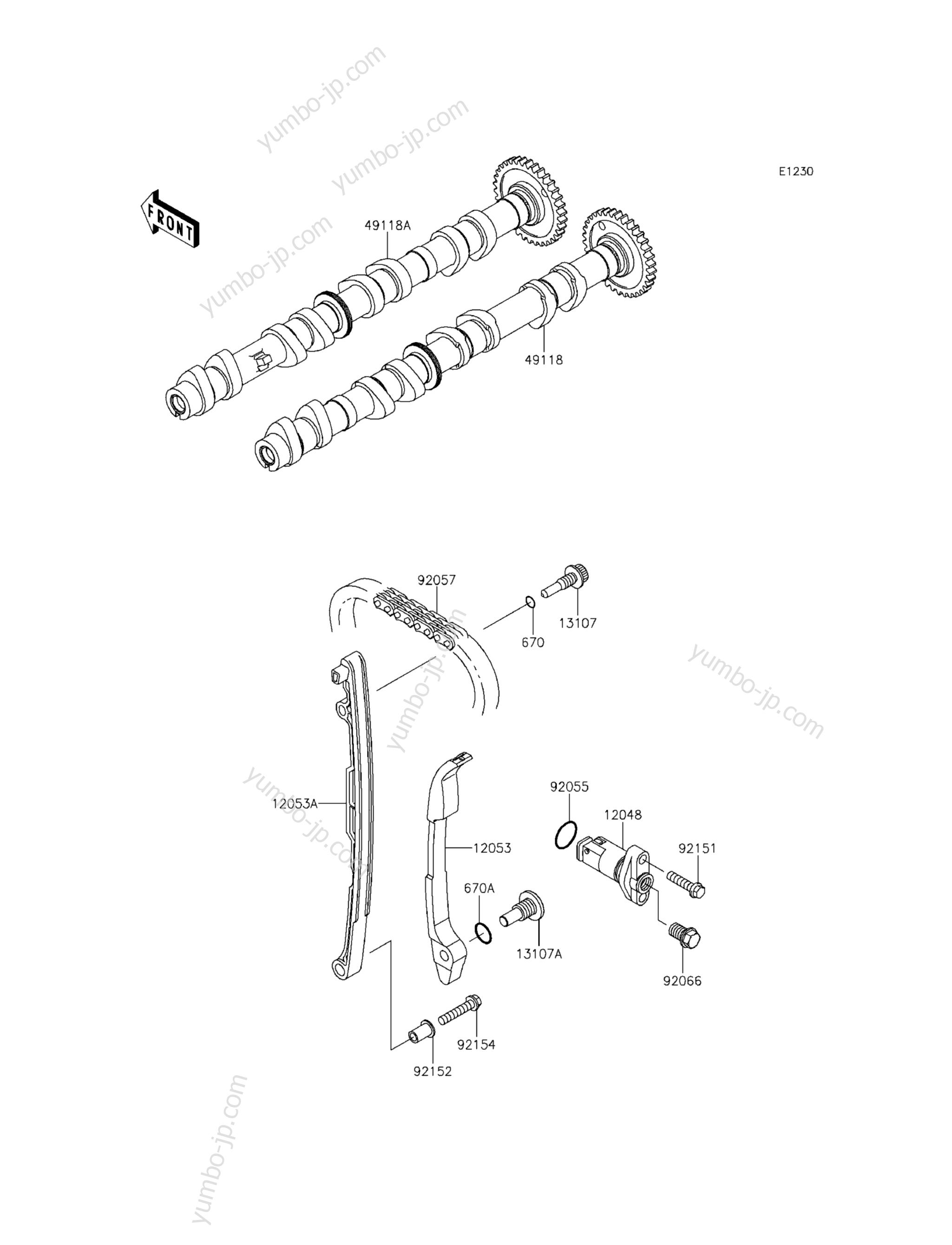 Camshaft(s)/Tensioner для мотоциклов KAWASAKI Z800 ABS (ZR800BGF) 2016 г.