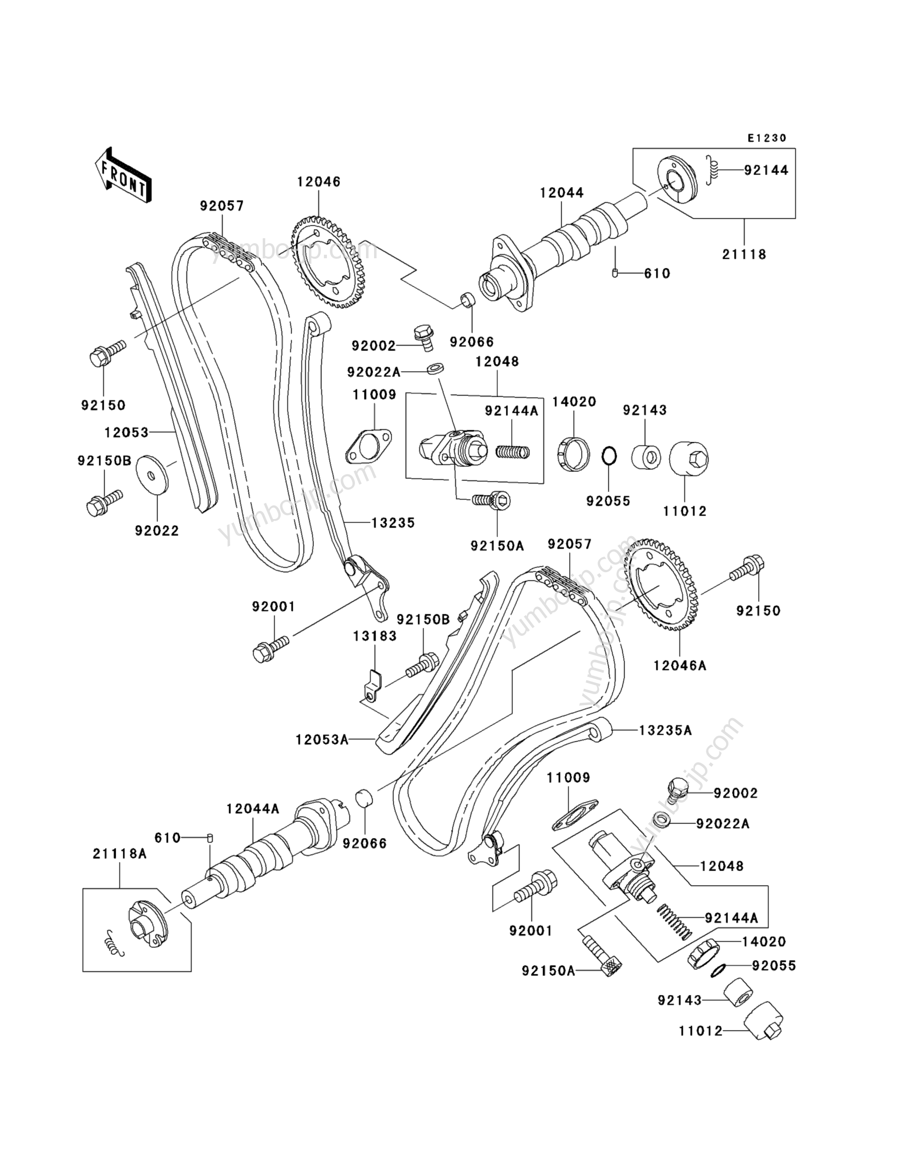 Camshaft(s)/Tensioner для мотоциклов KAWASAKI VULCAN 1500 DRIFTER (VN1500-J2) 2000 г.