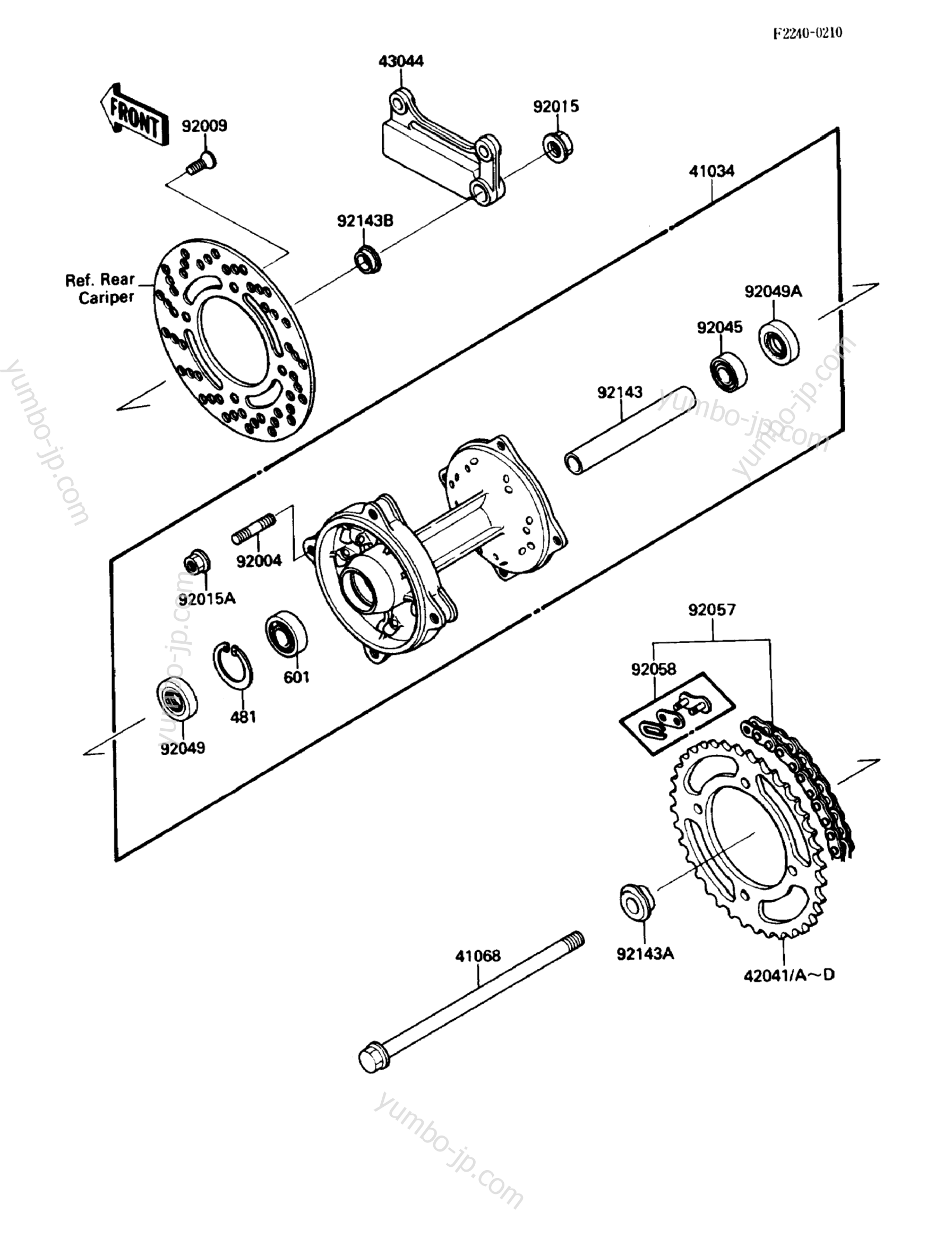 REAR HUB for motorcycles KAWASAKI KX80 (KX80-N1) 1988 year