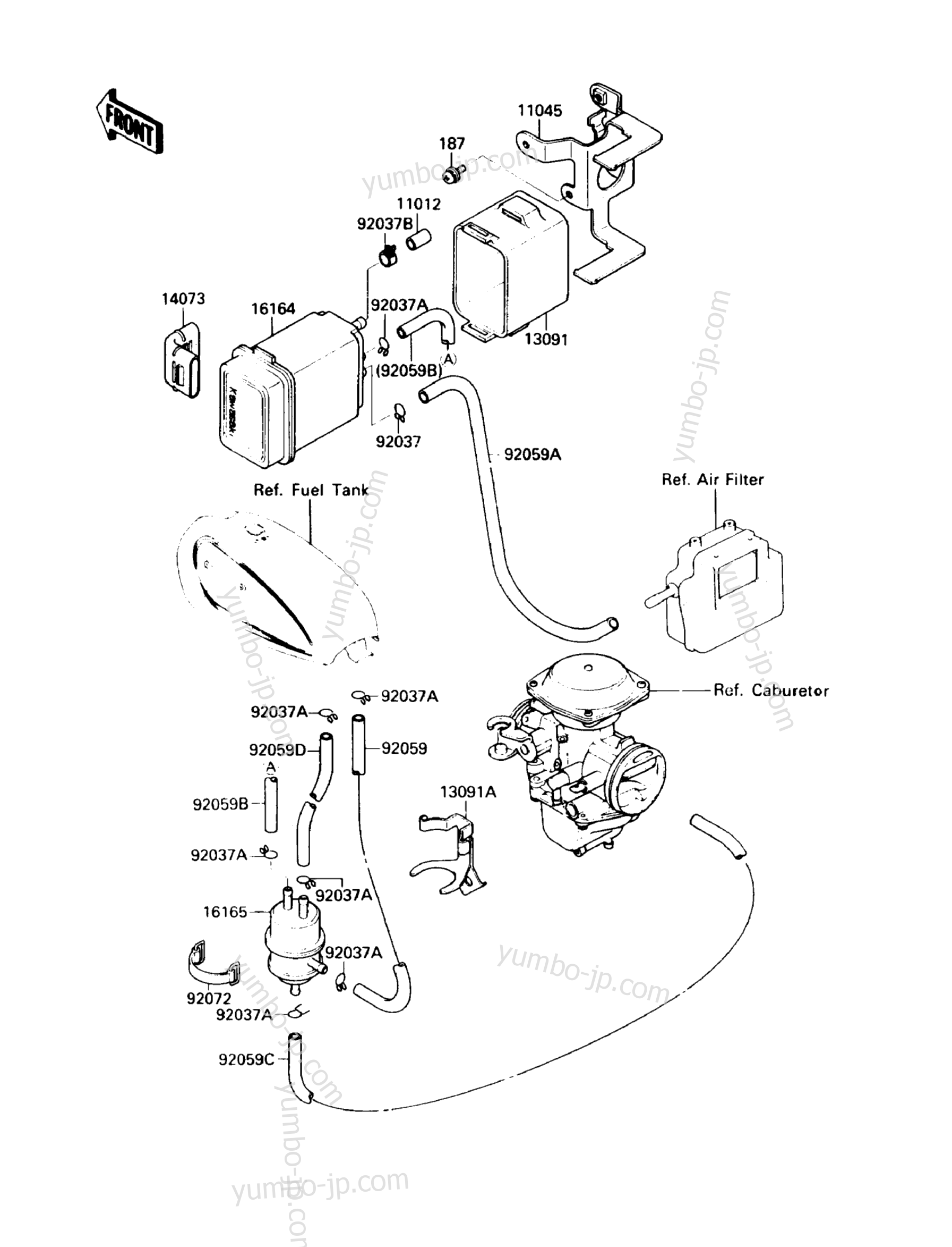 FUEL EVAPORATIVE SYSTEM для мотоциклов KAWASAKI LTD 305 (KZ305-B3) 1988 г.