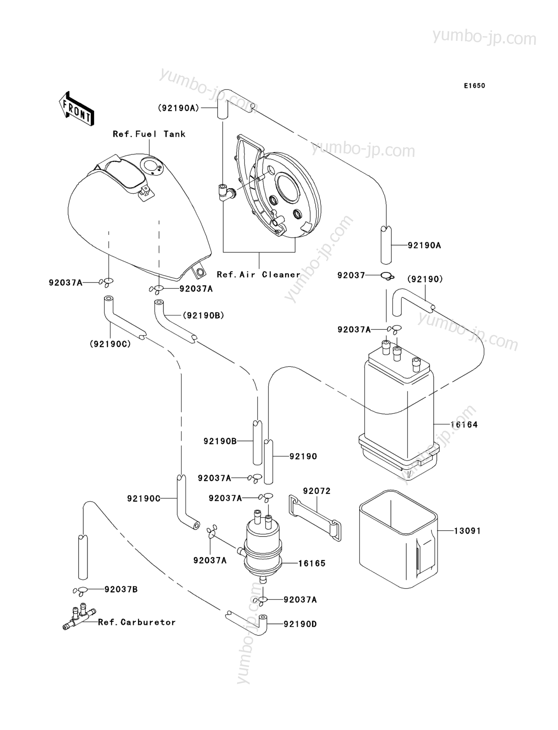 Fuel Evaporative System(CA) для мотоциклов KAWASAKI VULCAN 800 CLASSIC (VN800-B9) 2004 г.