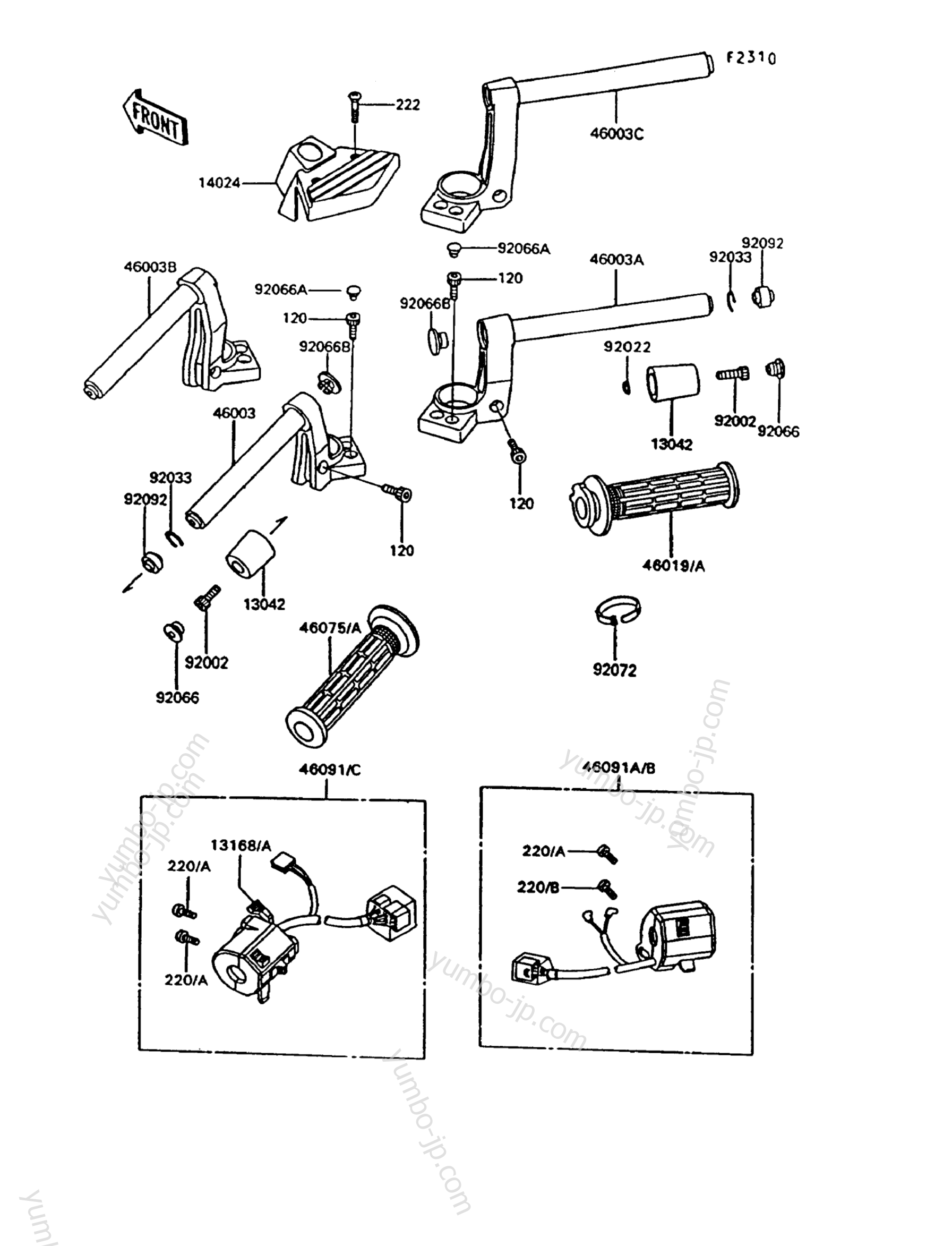 Румпель (рукоятка управления) для мотоциклов KAWASAKI CONCOURS (ZG1000-A8) 1993 г.