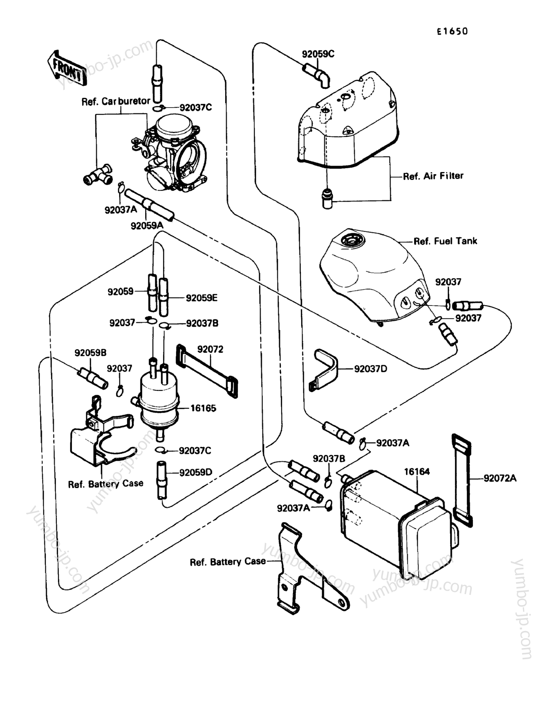 FUEL EVAPORATIVE SYSTEM для мотоциклов KAWASAKI ZX-10 (ZX1000-B3) 1990 г.